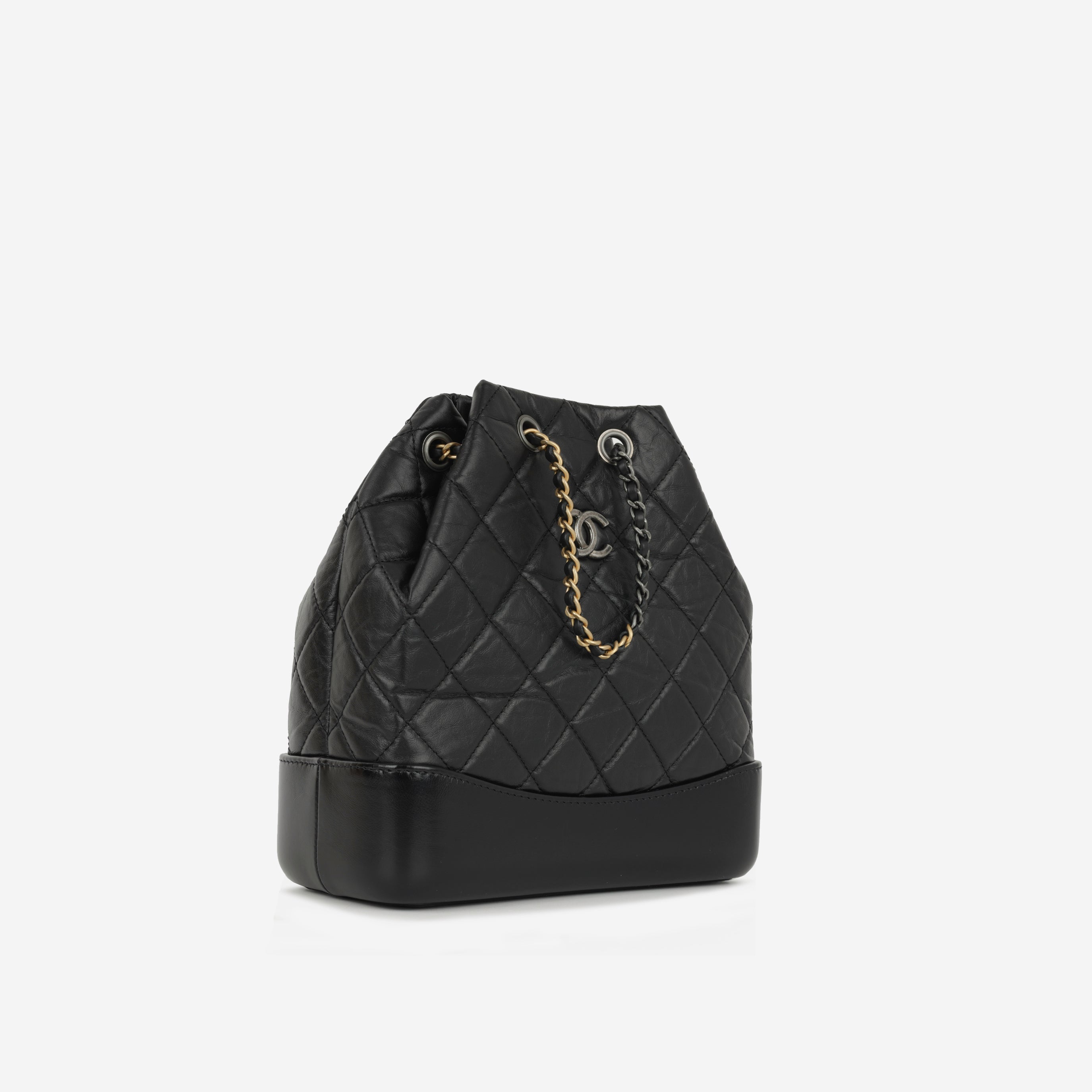 Chanel Small Gabrielle Backpack - Black Crumped Calfskin MHW - Pre