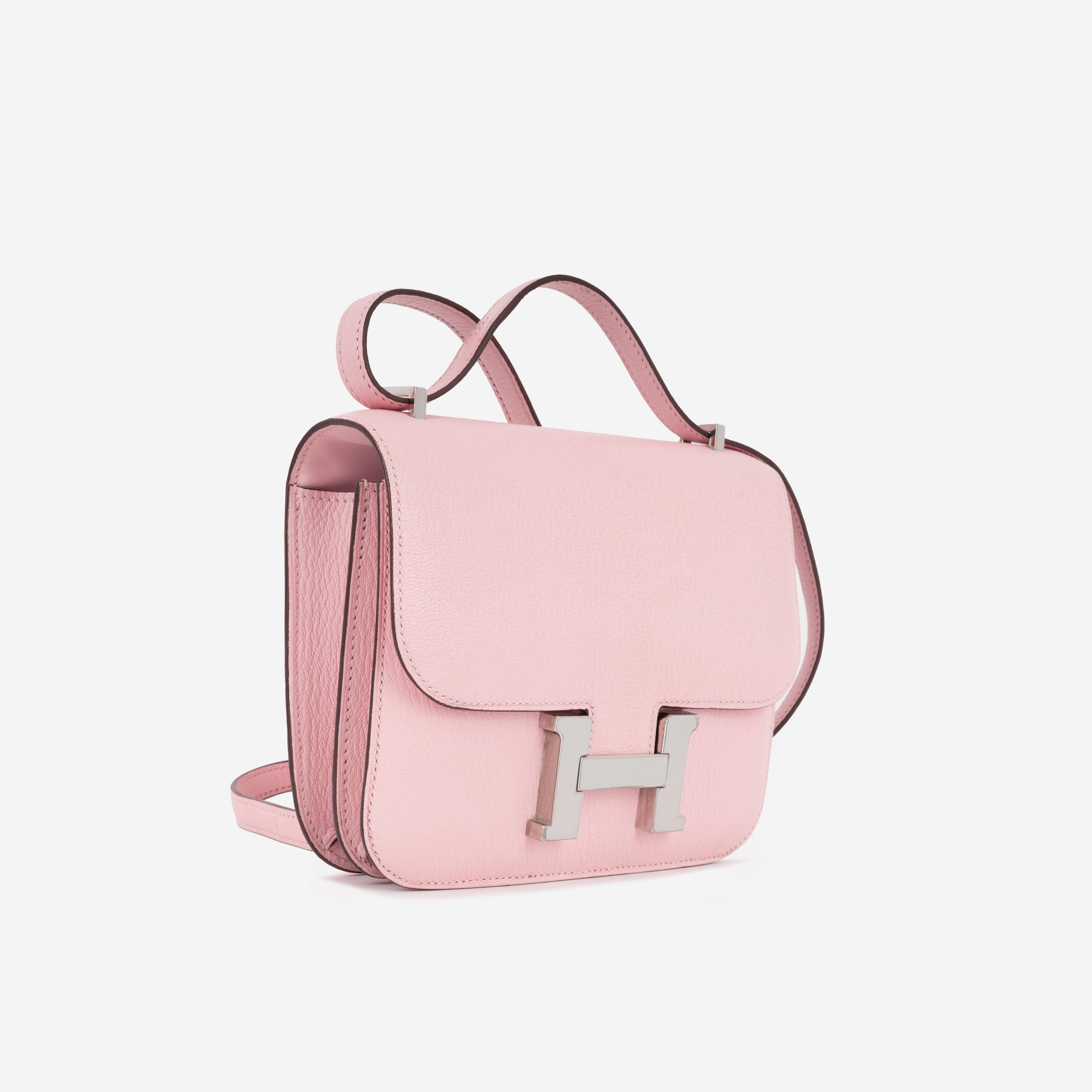 Hermès Constance 18 – Rose Sakura Chevre Palladium | Pre-Loved Z