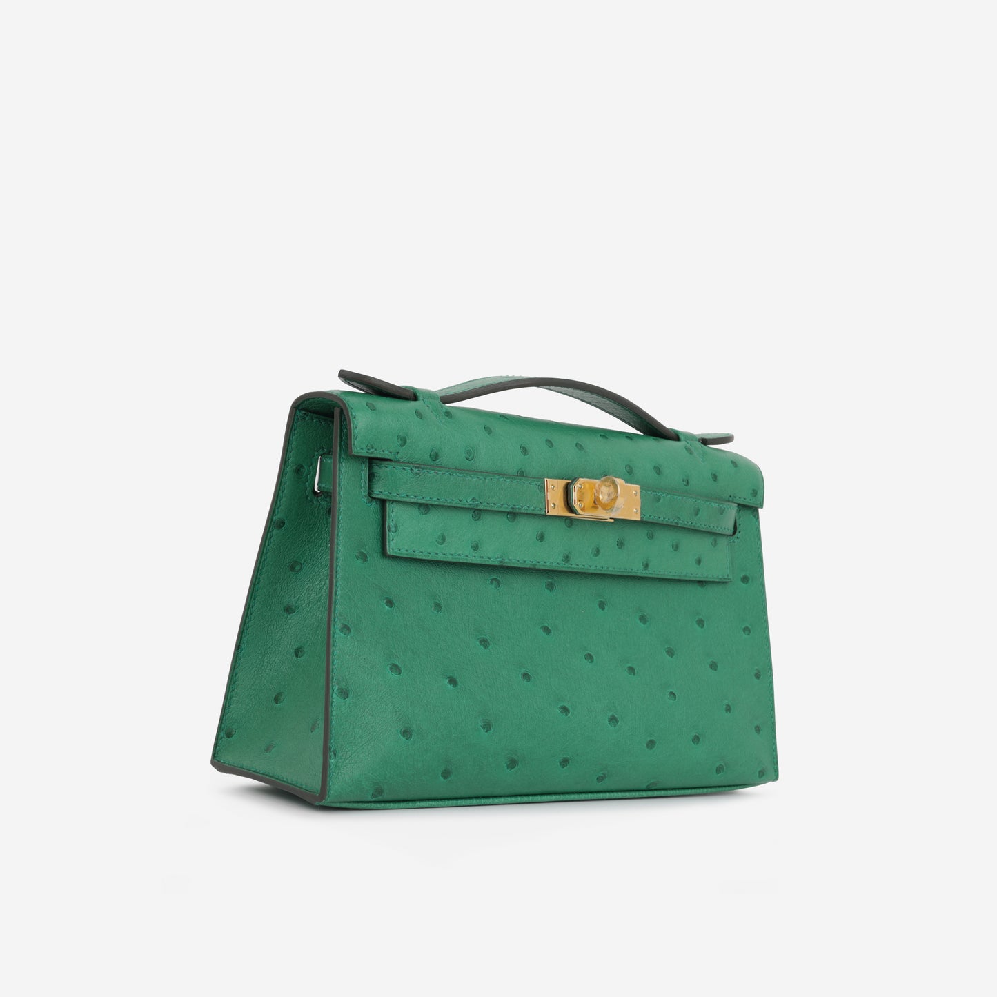 Hermès Kelly Pochette - Vert Vertigo Ostrich | Gold Hardware