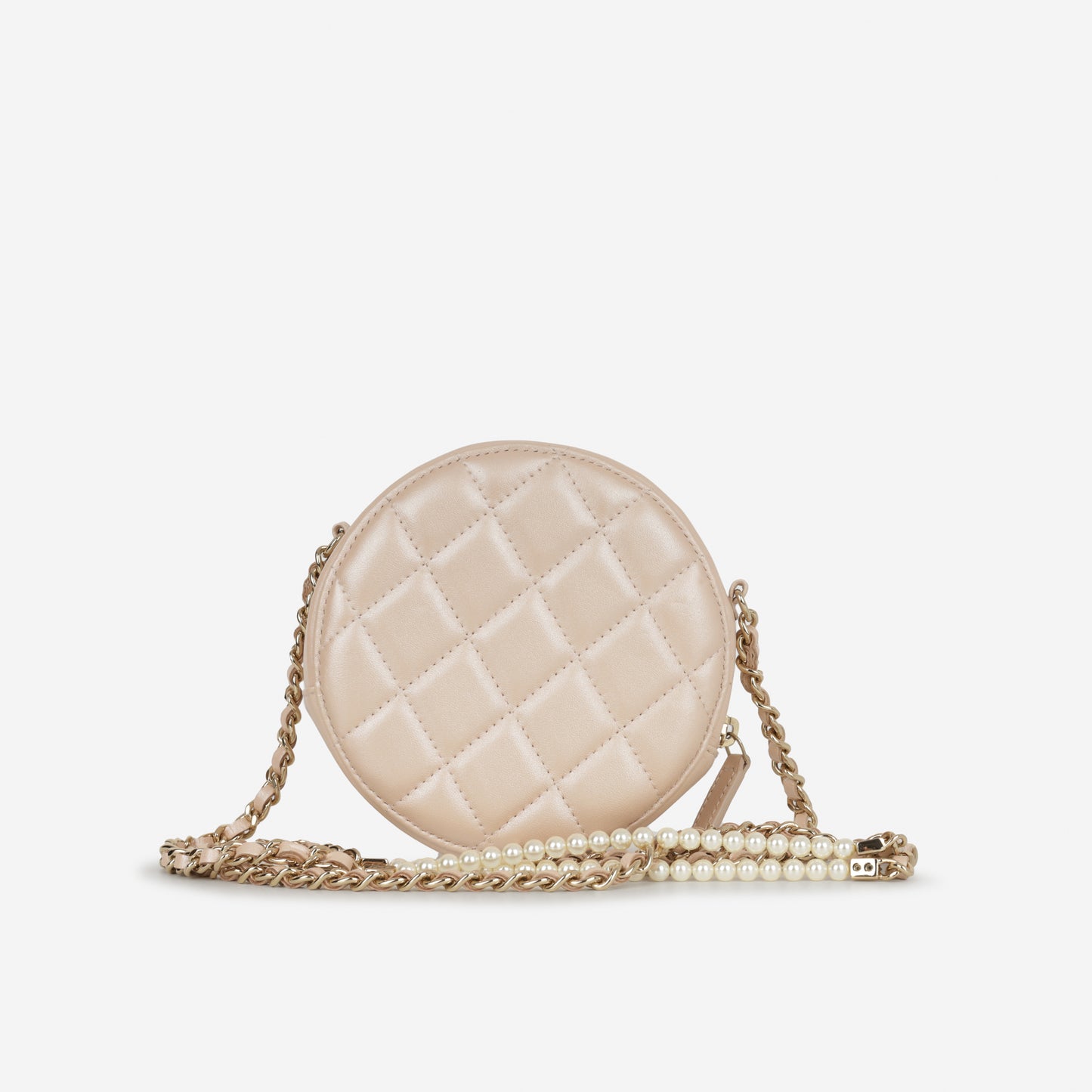 Chanel Pearl CC Round Clutch - Iridescent Pink Lambskin | Champagne Gold Hardware