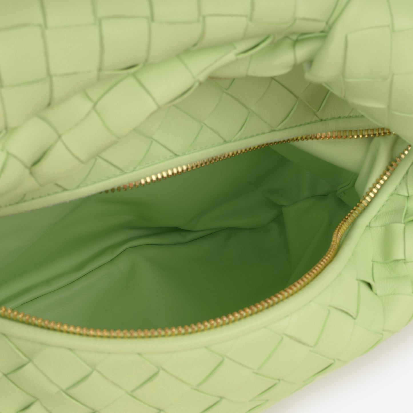 Bottega Veneta Teen Jodie - Pistachio Intrecciato | Gold Hardware