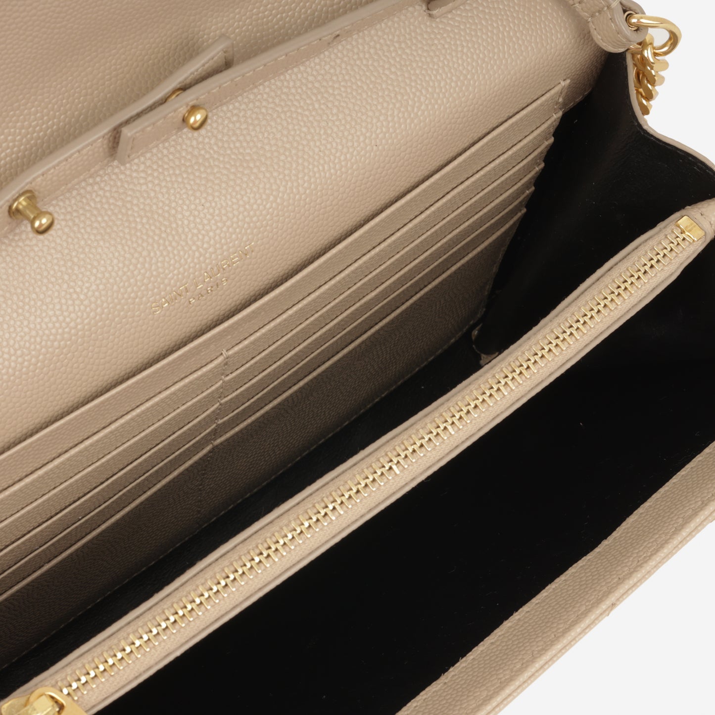 Saint Laurent Small Cassandre WOC – Beige Grained Calfskin | Gold Hardware