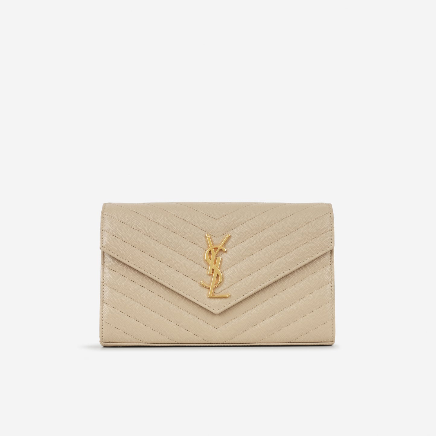 Saint Laurent Small Cassandre WOC – Beige Grained Calfskin | Gold Hardware