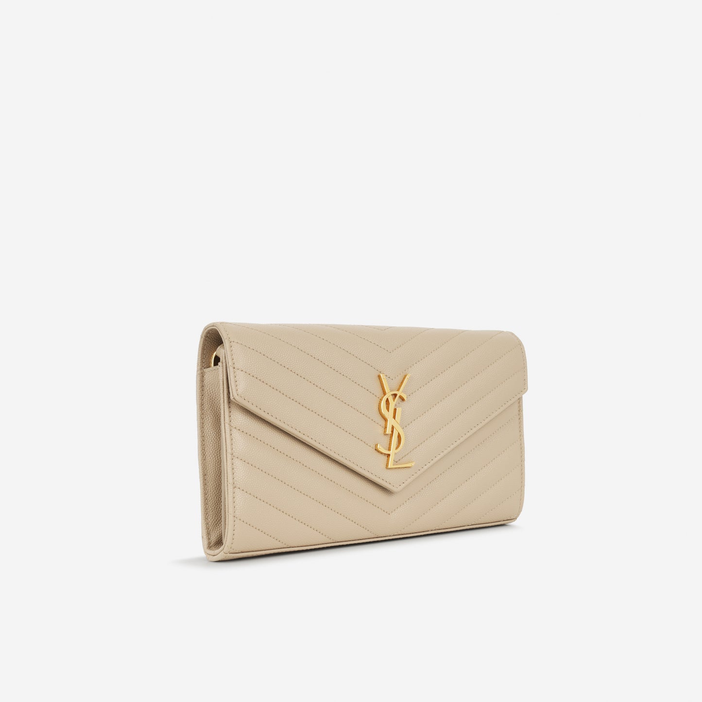 Saint Laurent Small Cassandre WOC – Beige Grained Calfskin | Gold Hardware