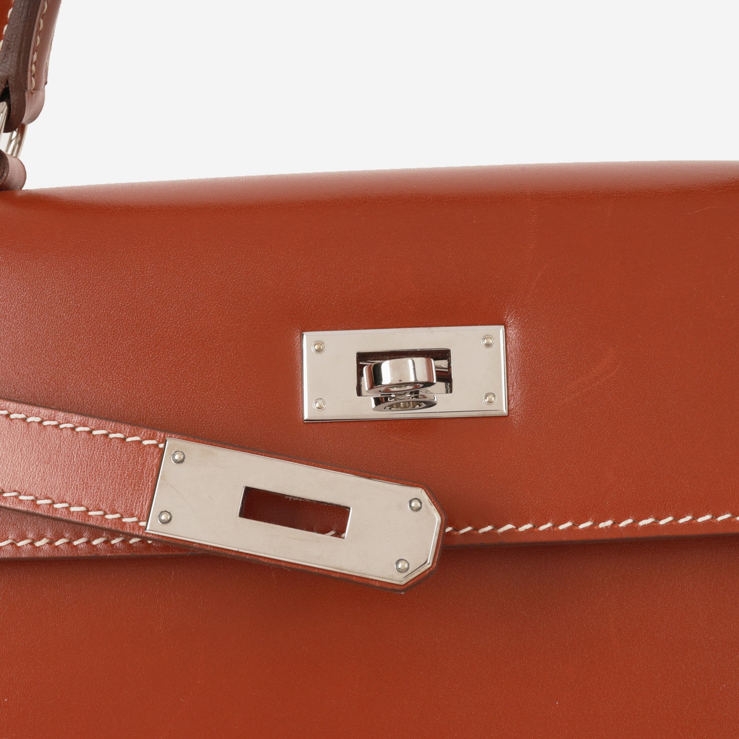 Hermès Kelly 28 - Brique Box Calf | Palladium Hardware