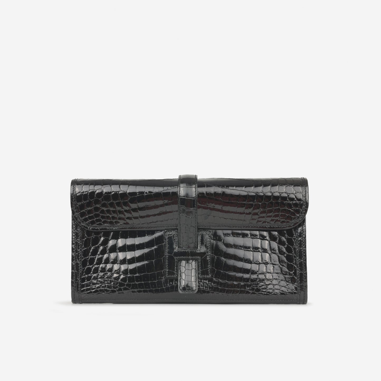 Hermès Jige Clutch 29 - Noir Crocodile Shiny Niloticus Lisse