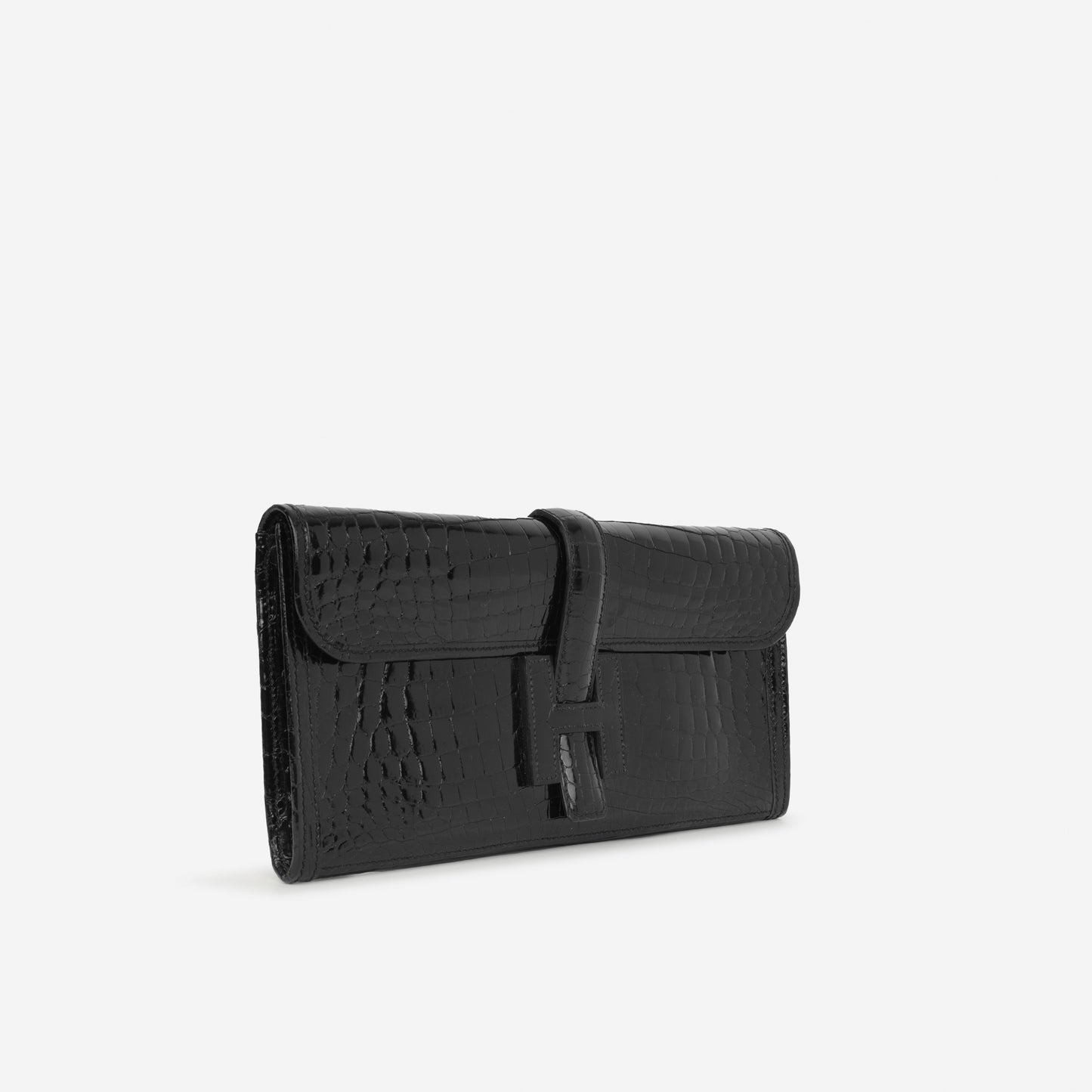 Hermès Jige Clutch 29 - Noir Crocodile Shiny Niloticus Lisse