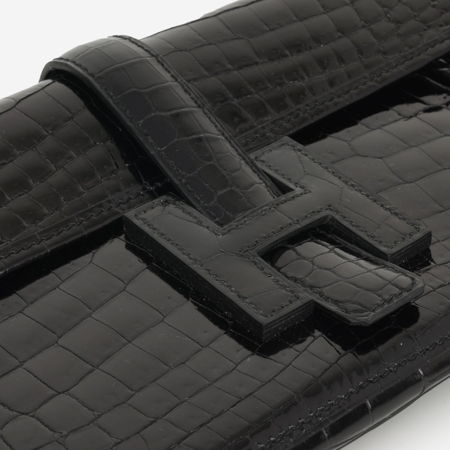 Hermès Jige Clutch 29 - Noir Crocodile Shiny Niloticus Lisse
