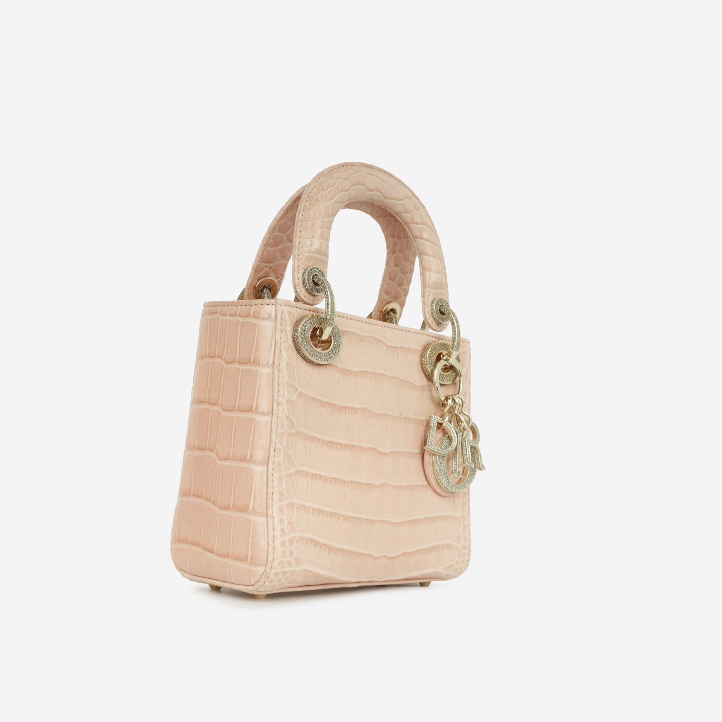 Dior Mini Lady Dior - Blush Pink Alligator | Champagne Gold Hardware with Diamond Beads