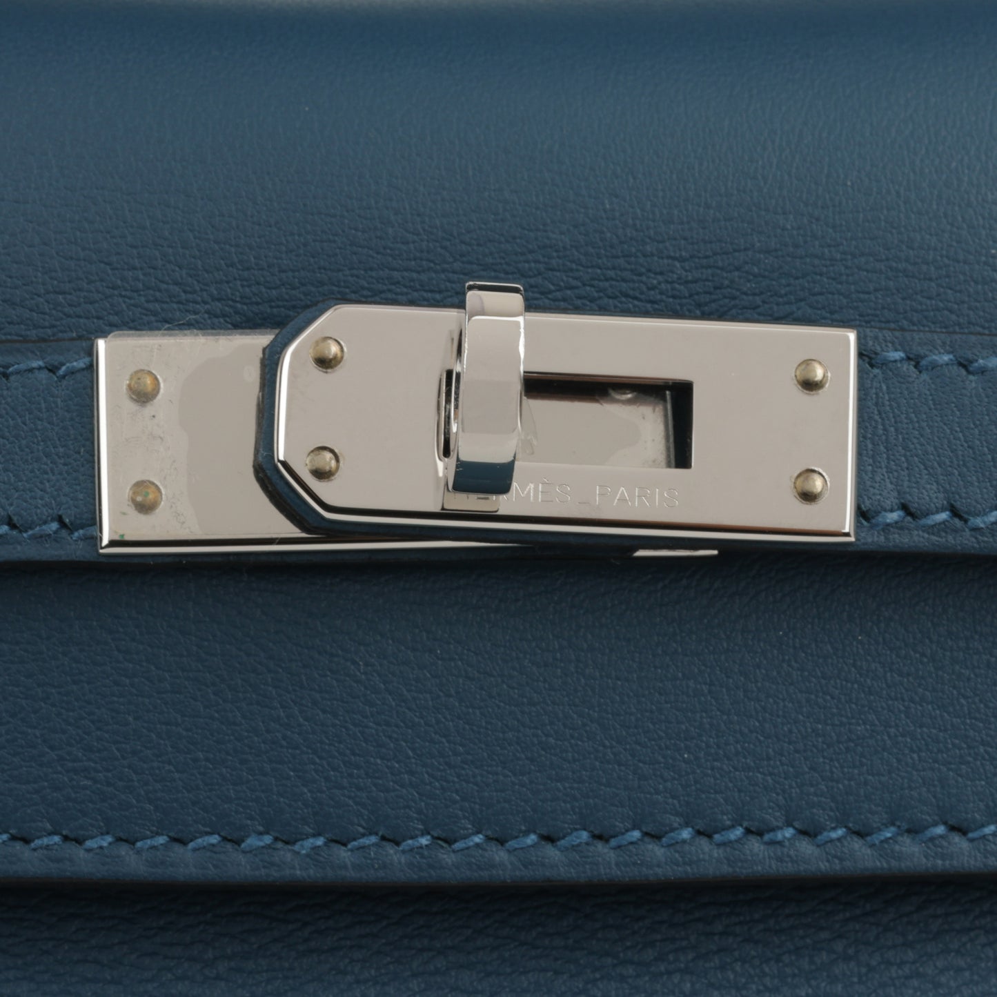 Hermès Kelly Pochette - Bleu Colvert Swift |  Palladium Hardware
