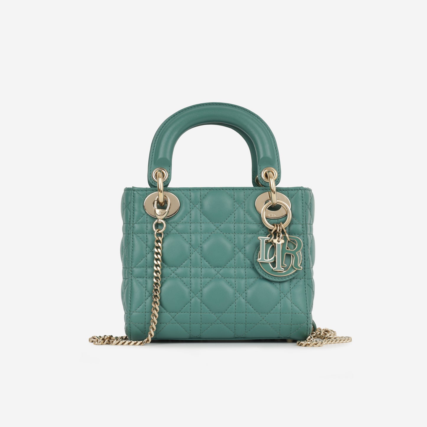 Dior Mini Lady Dior - Teal Lambskin | Champagne Gold Hardware