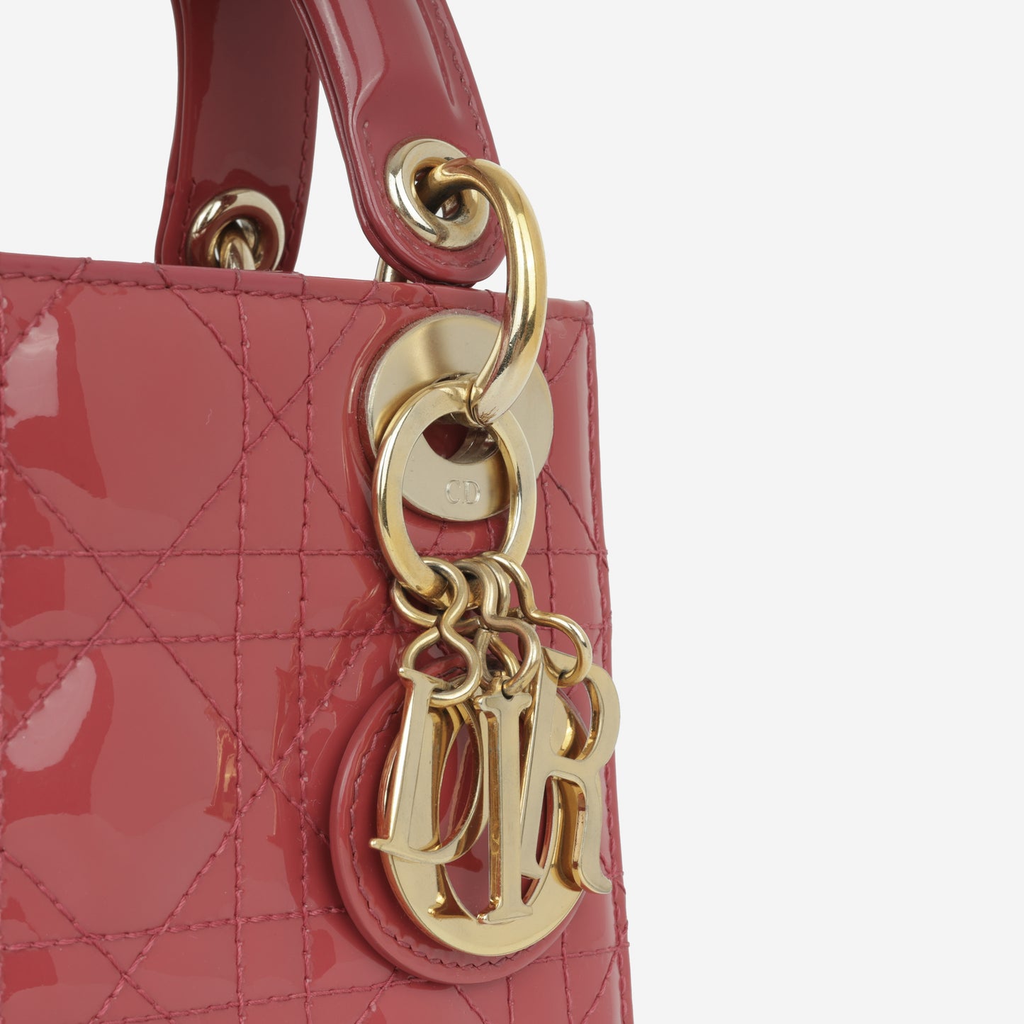 Dior Mini Lady Dior - Rose Pink Patent Lambskin | Champagne Gold Hardware