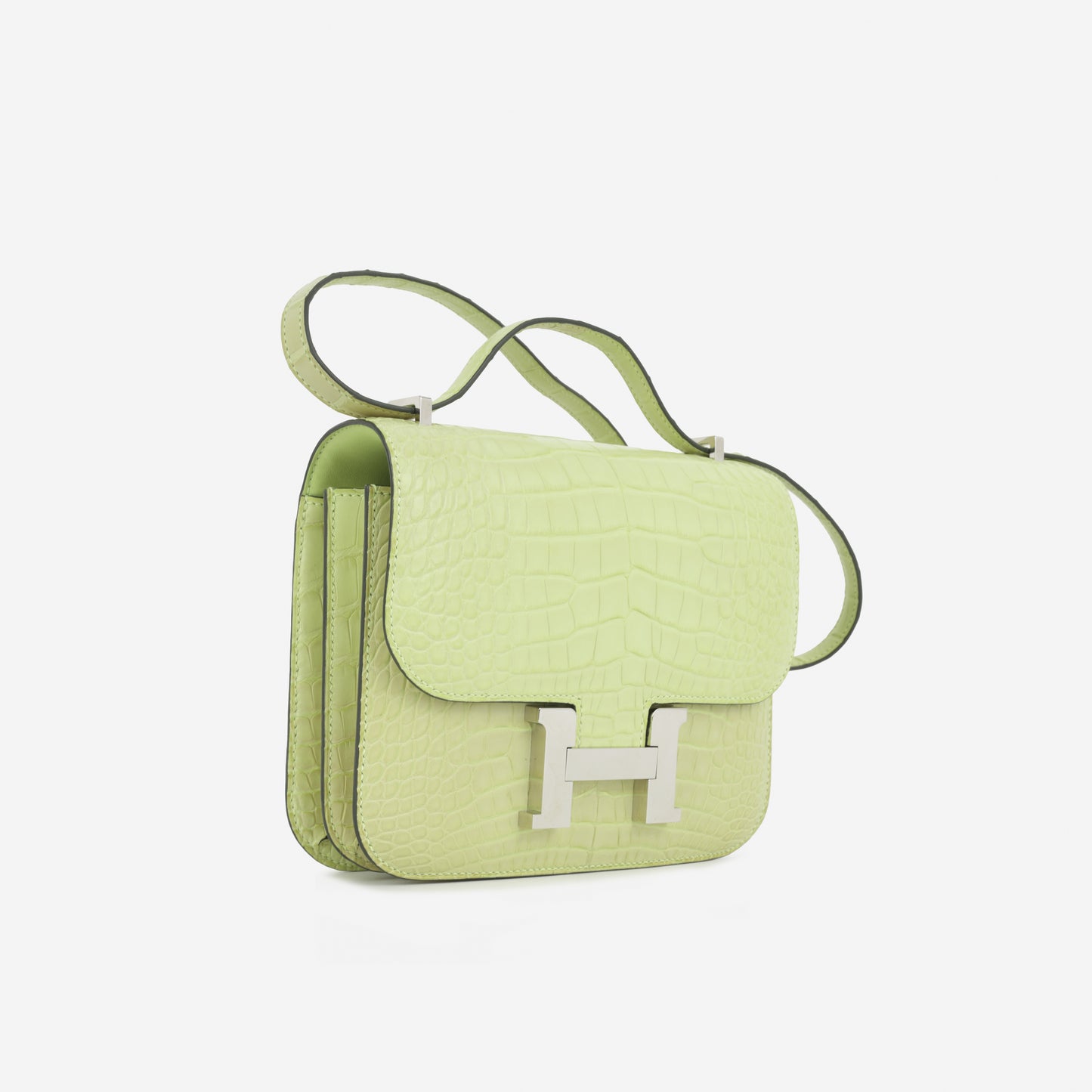 Hermès Constance 18 -  Jaune Bourgeon Matte Alligator Mississippiensis | Palladium Hardware