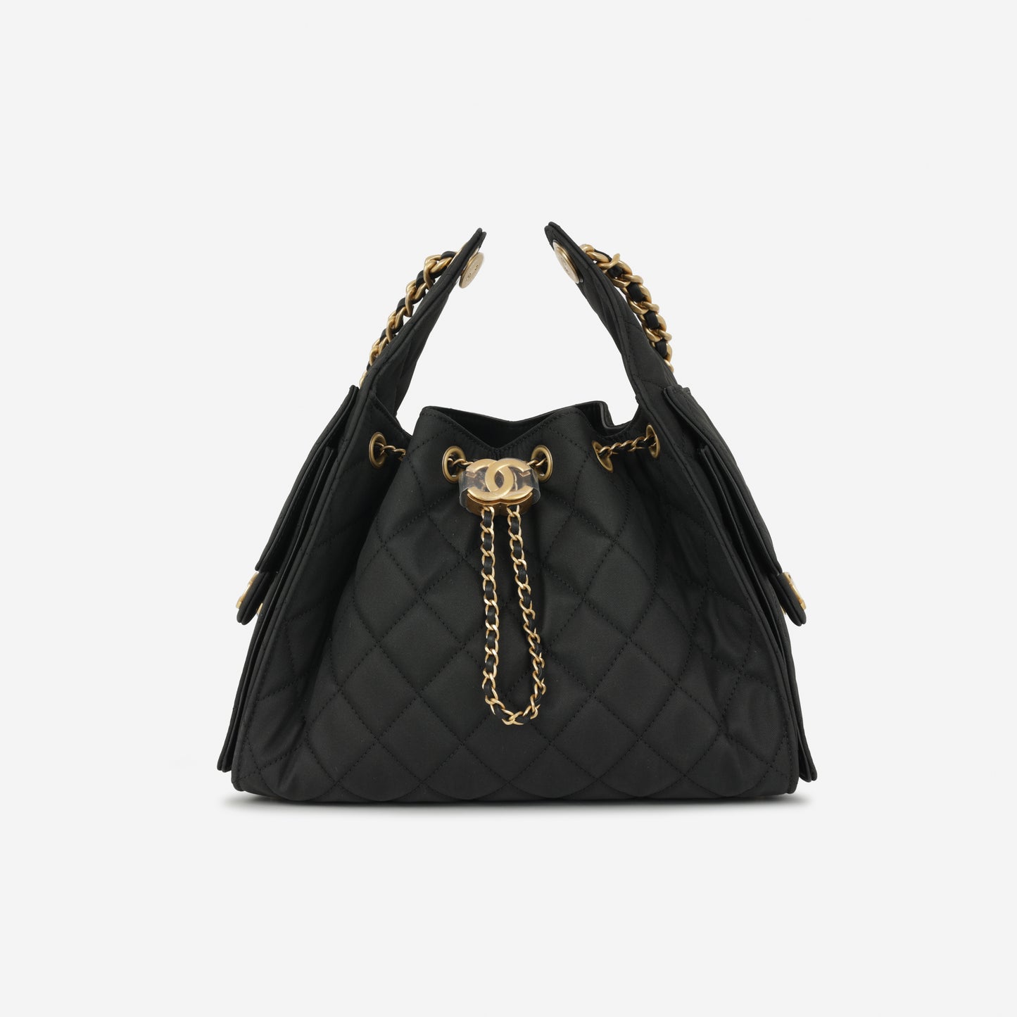 Chanel Small 25 Hobo - Black Coated Canvas | Antique Gold Hardware