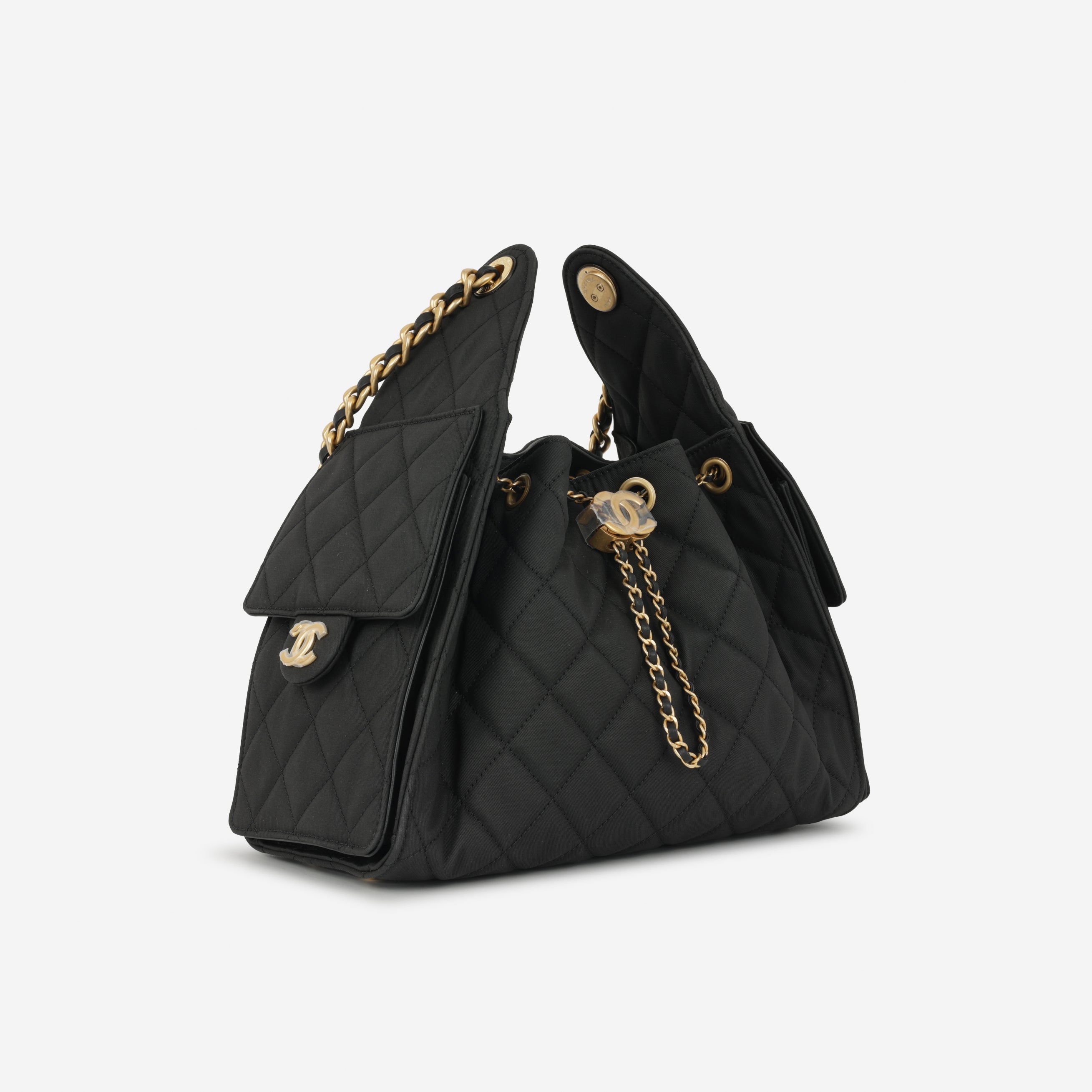 Chanel 25 Small Handbag - Black Coated Canvas Leather | Rare
