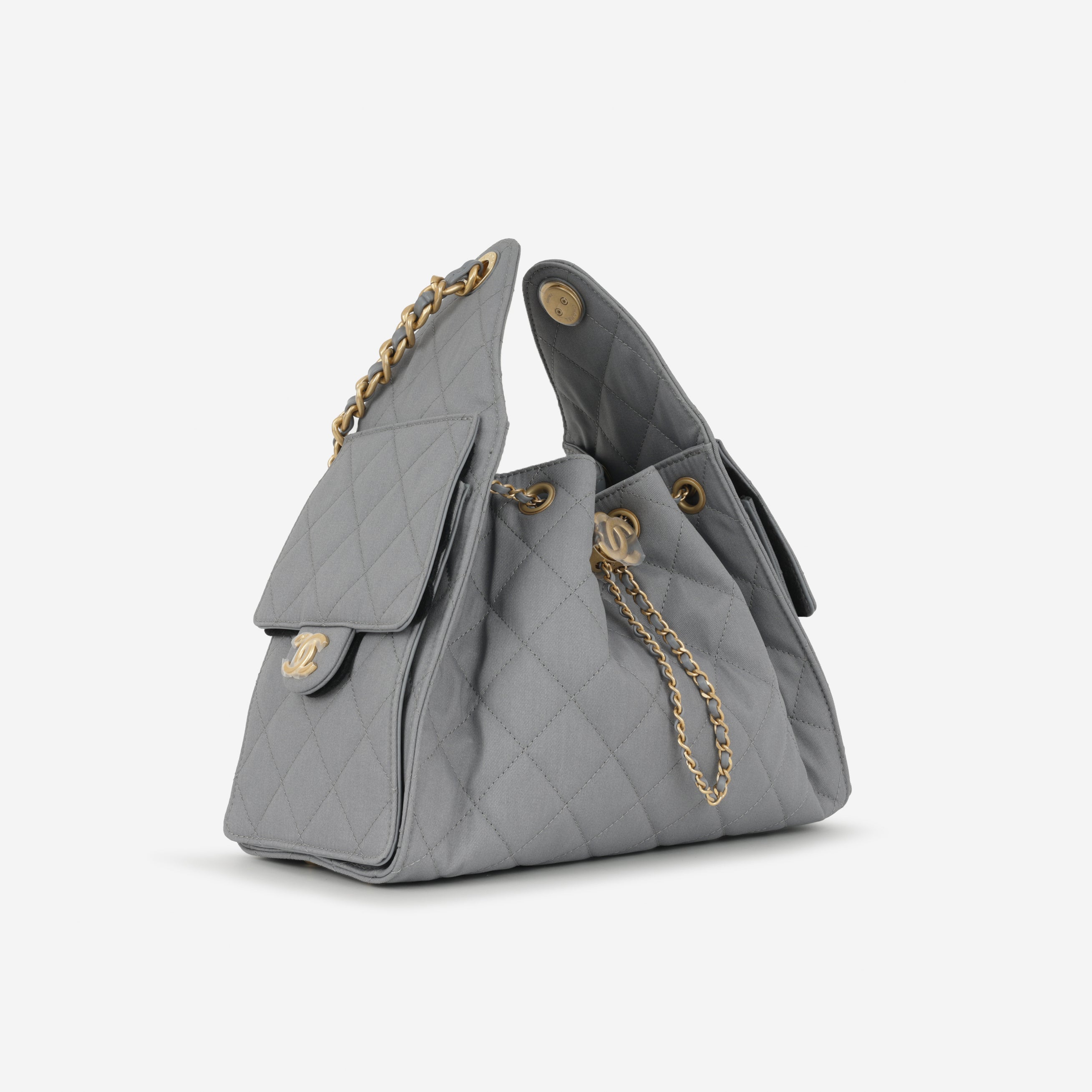 Chanel 25 Small Handbag - Grey Coated Canvas Leather | Rare & Sold
