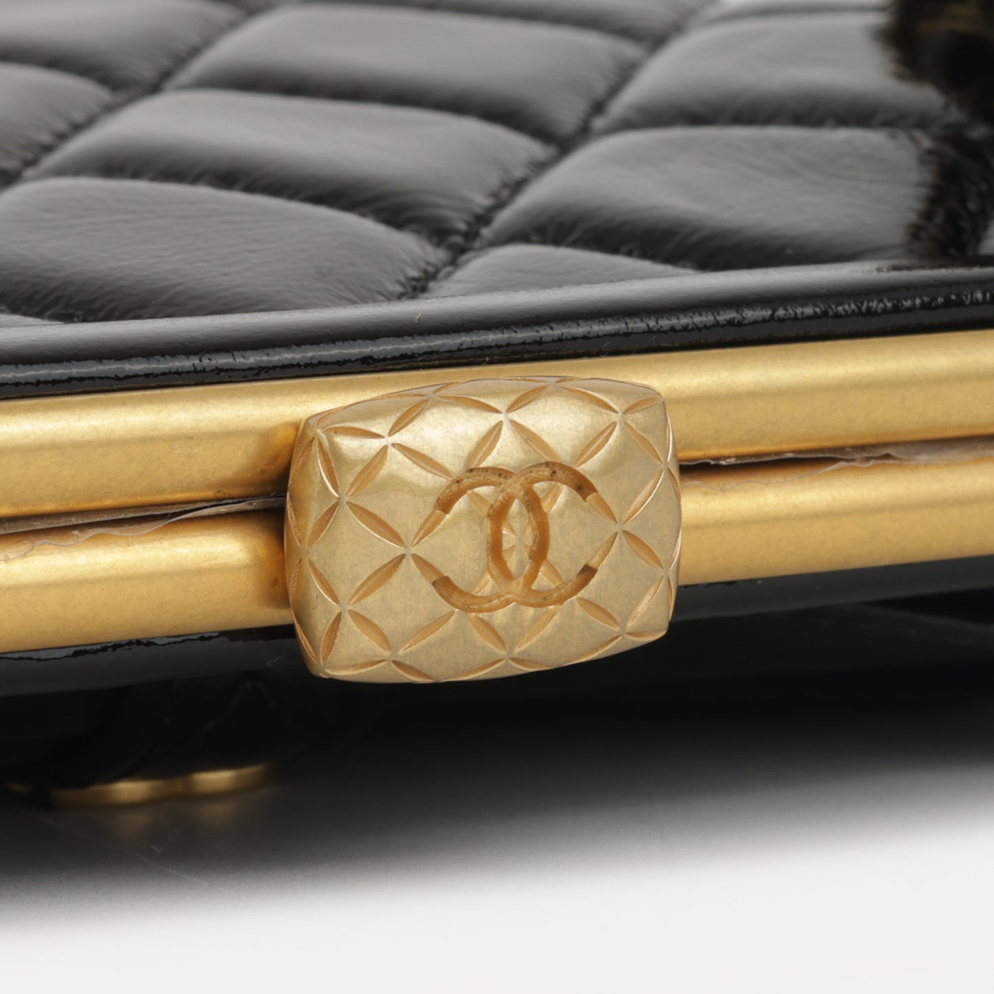 Chanel 24A Bowknot Clutch on Chain- Black Shiny Crumpled Calfskin | Aged Gold Hardware