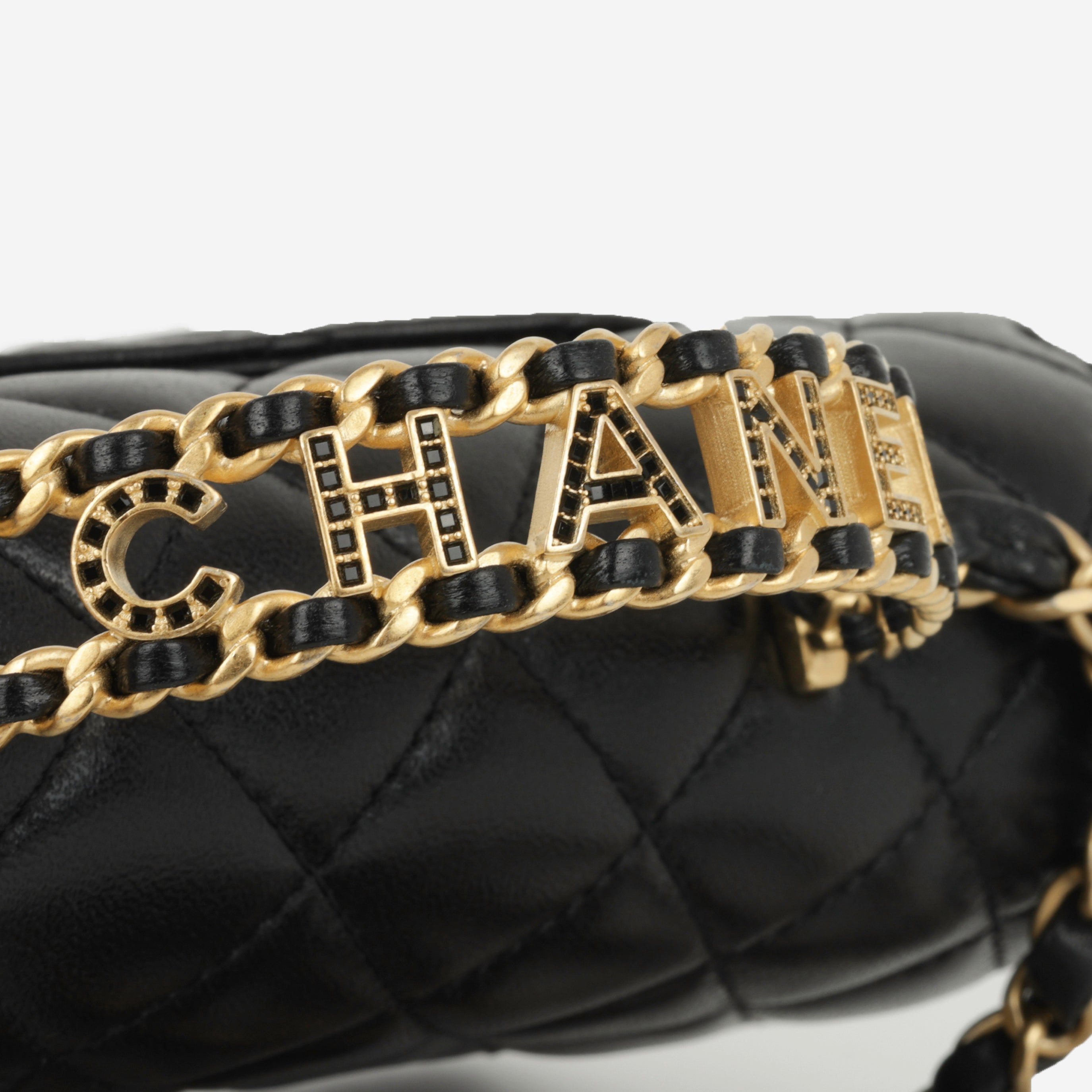 Chanel Mini Rectangular Strass Top Handle - Black Lambskin | Pre