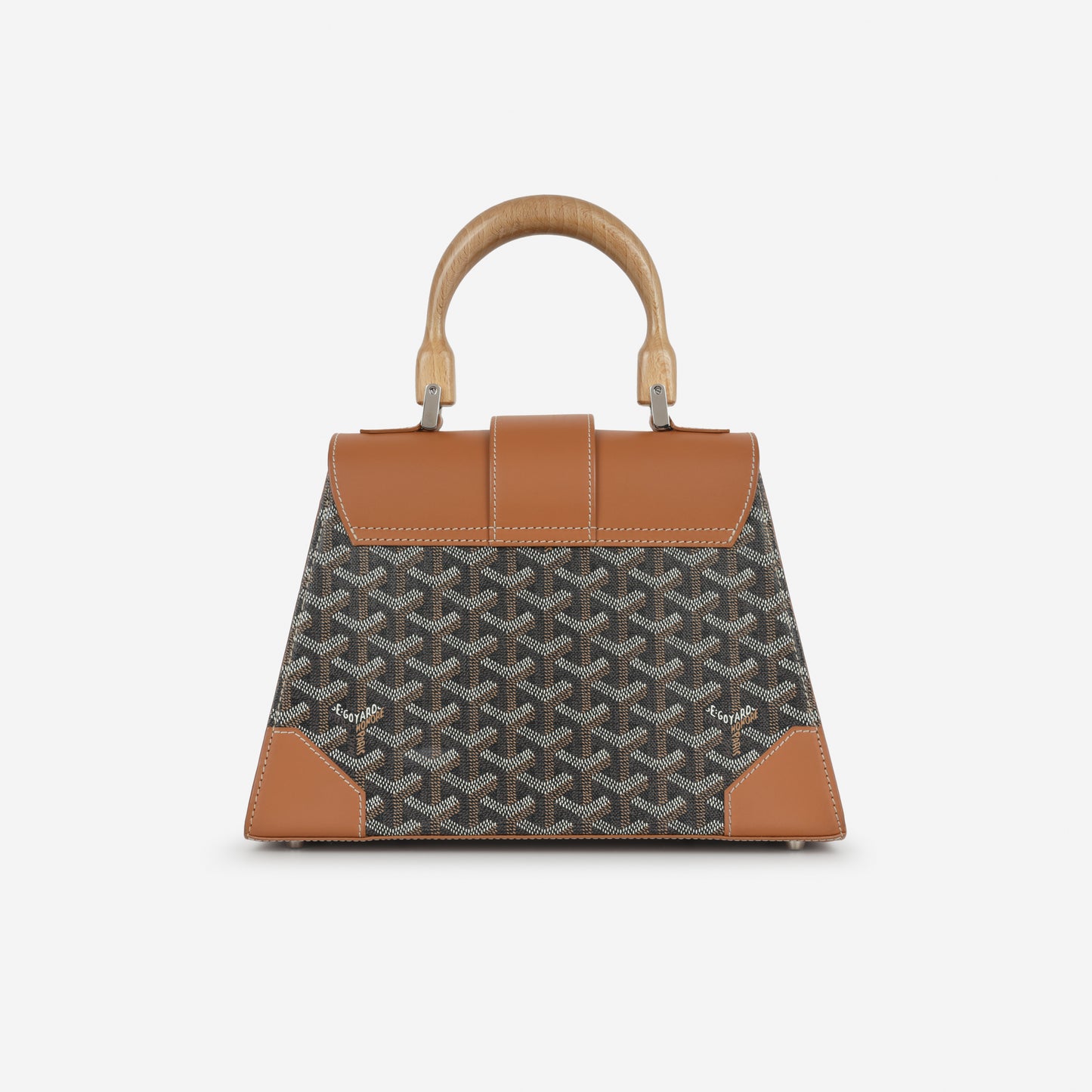 Goyard Saïgon Structuré PM Bag - Black Goyardine / Tan Calfskin | Palladium Hardware