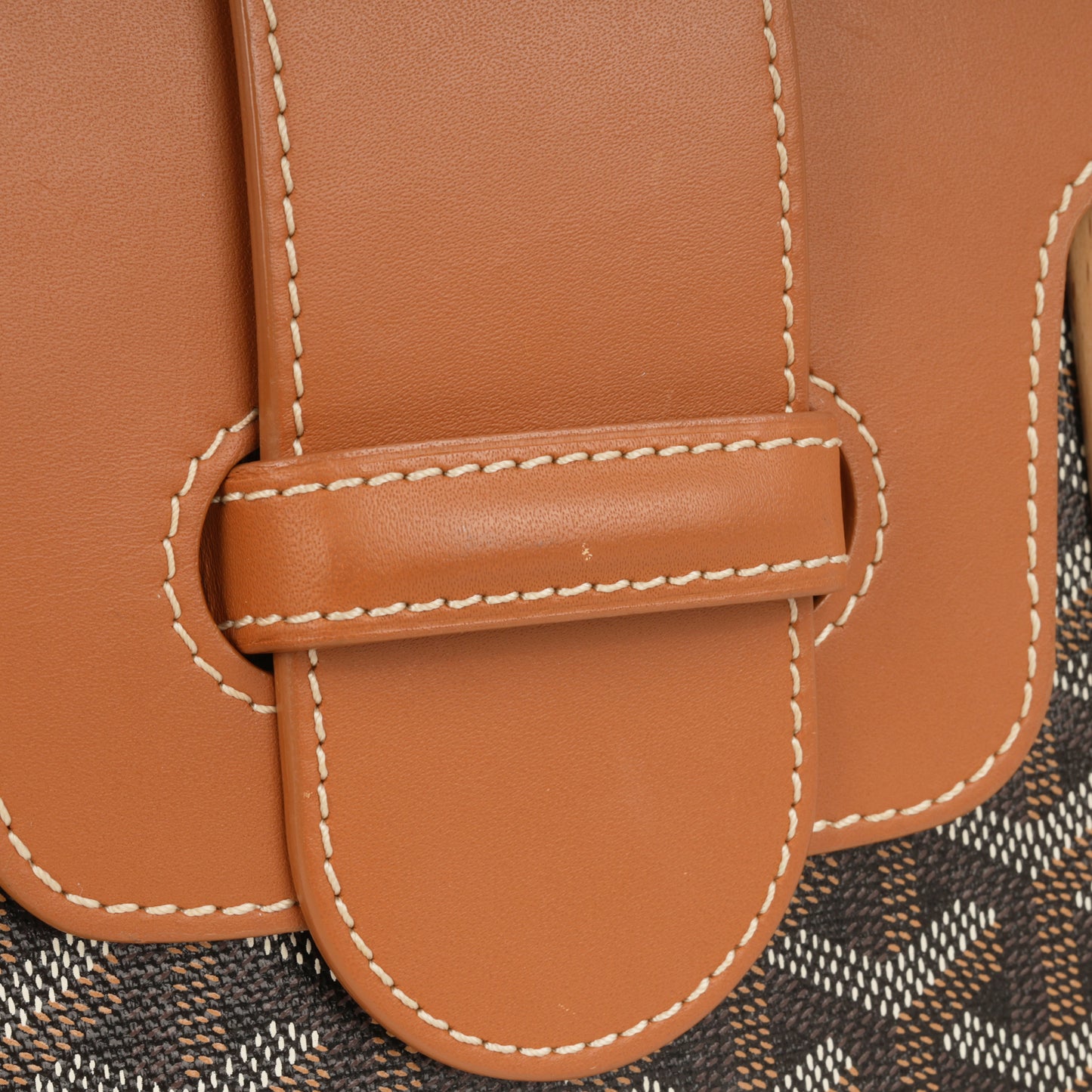 Goyard Saïgon Structuré PM Bag - Black Goyardine / Tan Calfskin | Palladium Hardware
