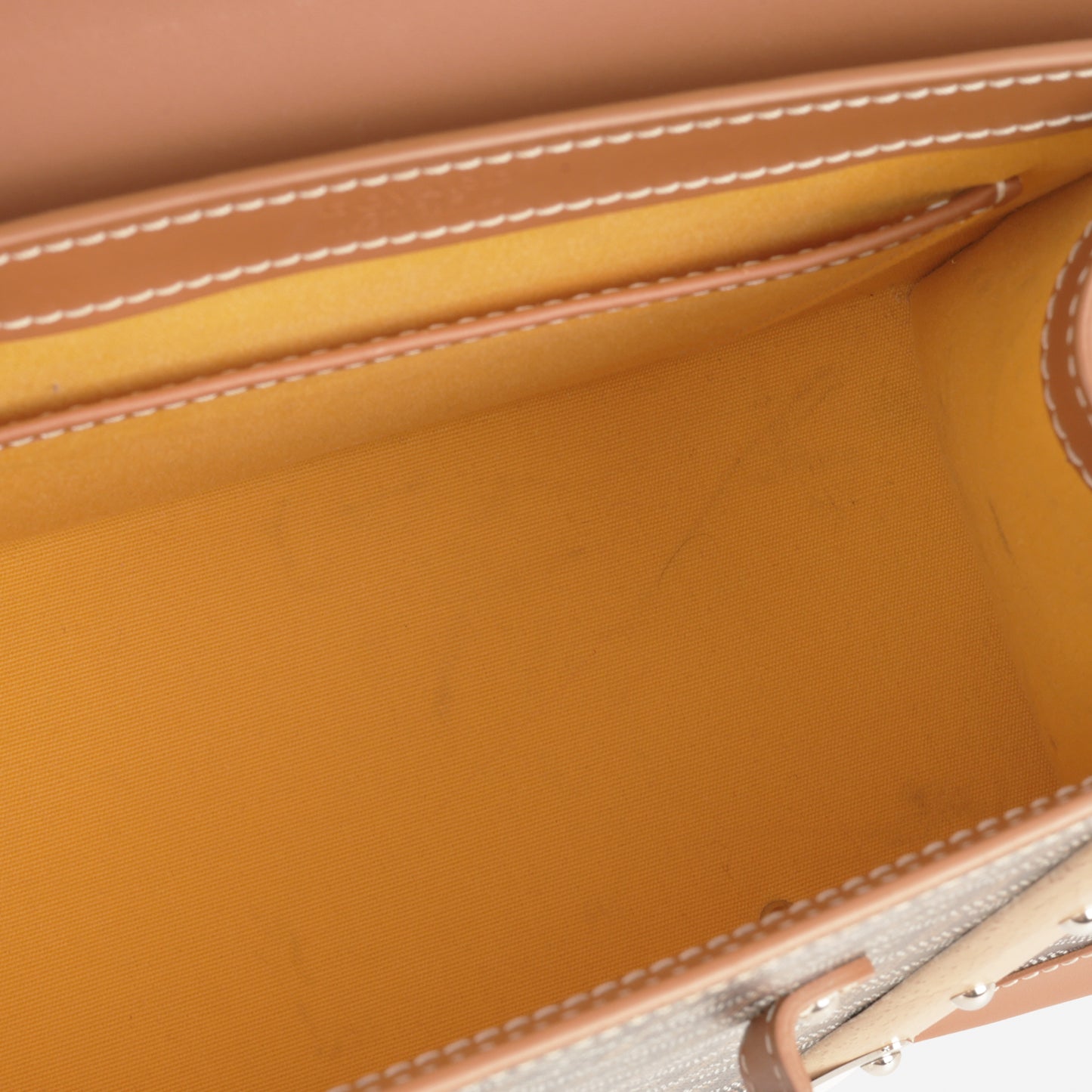 Goyard Saïgon Structuré PM Bag - Black Goyardine / Tan Calfskin | Palladium Hardware