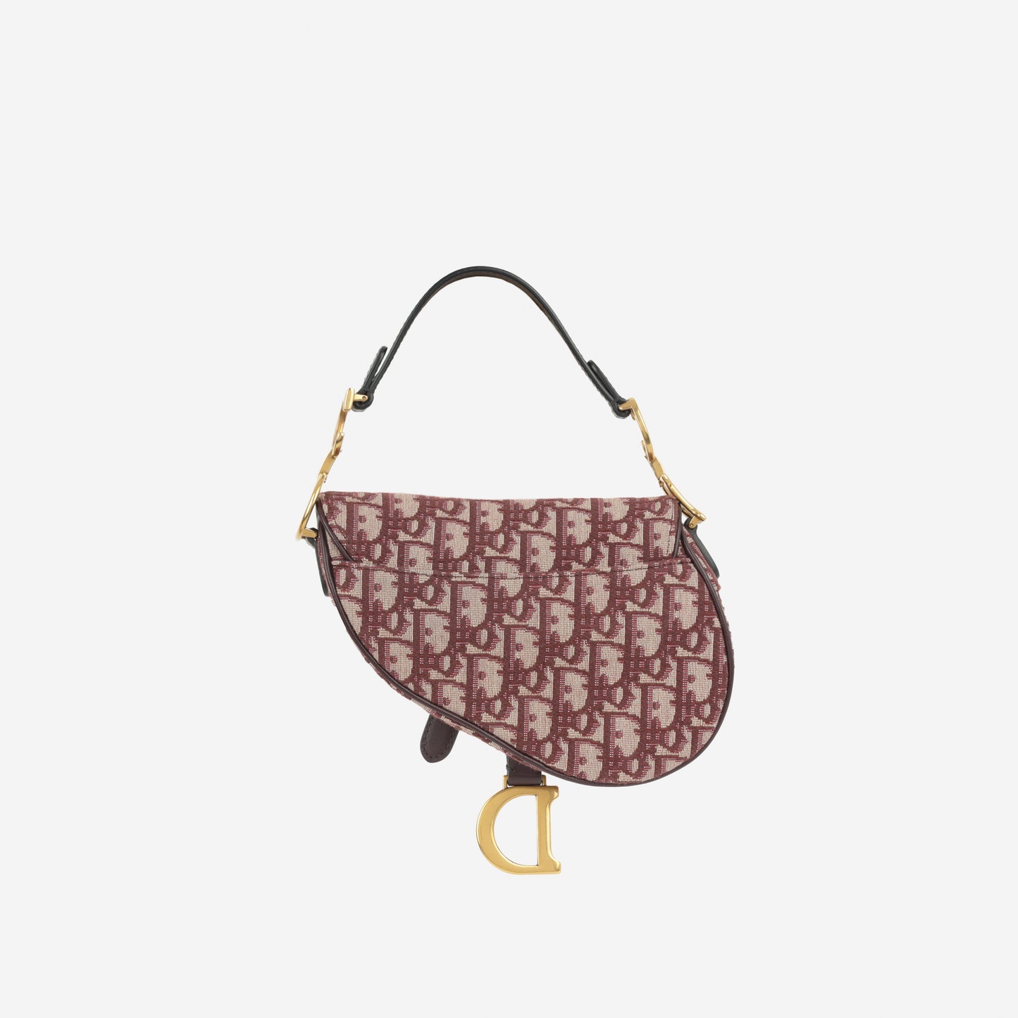 Dior Mini Saddle Bag - Burgundy Oblique Canvas | Gold Hardware