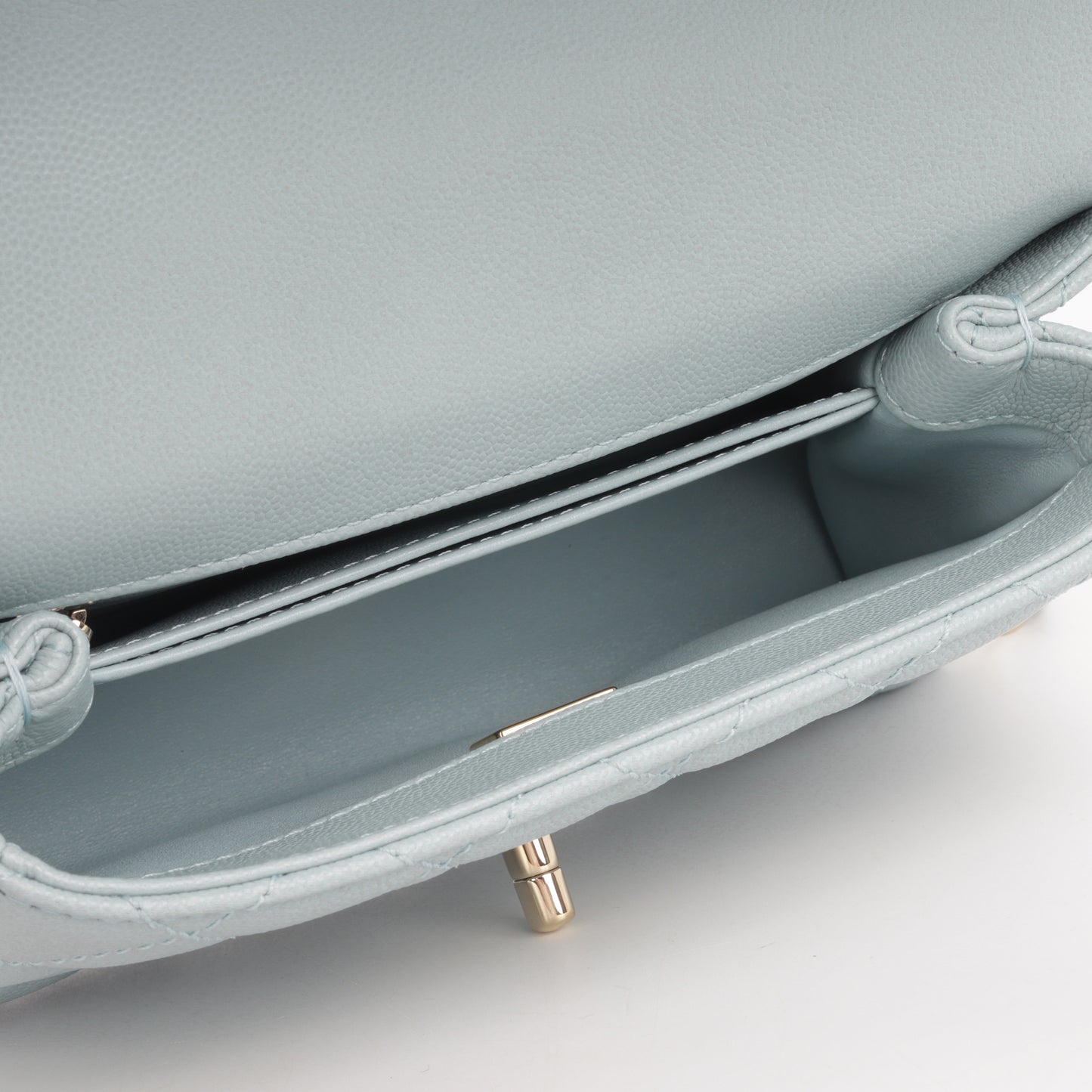 Chanel Small Coco Handle - Tiffany Blue Caviar | Champagne Gold Hardware