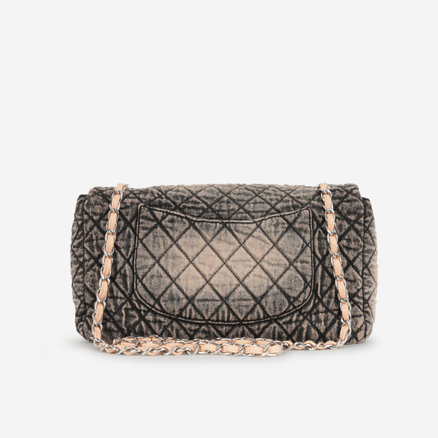 20c Seasonal Jumbo Flap - Rose Clair / Black Denimpression  | Silver Hardware