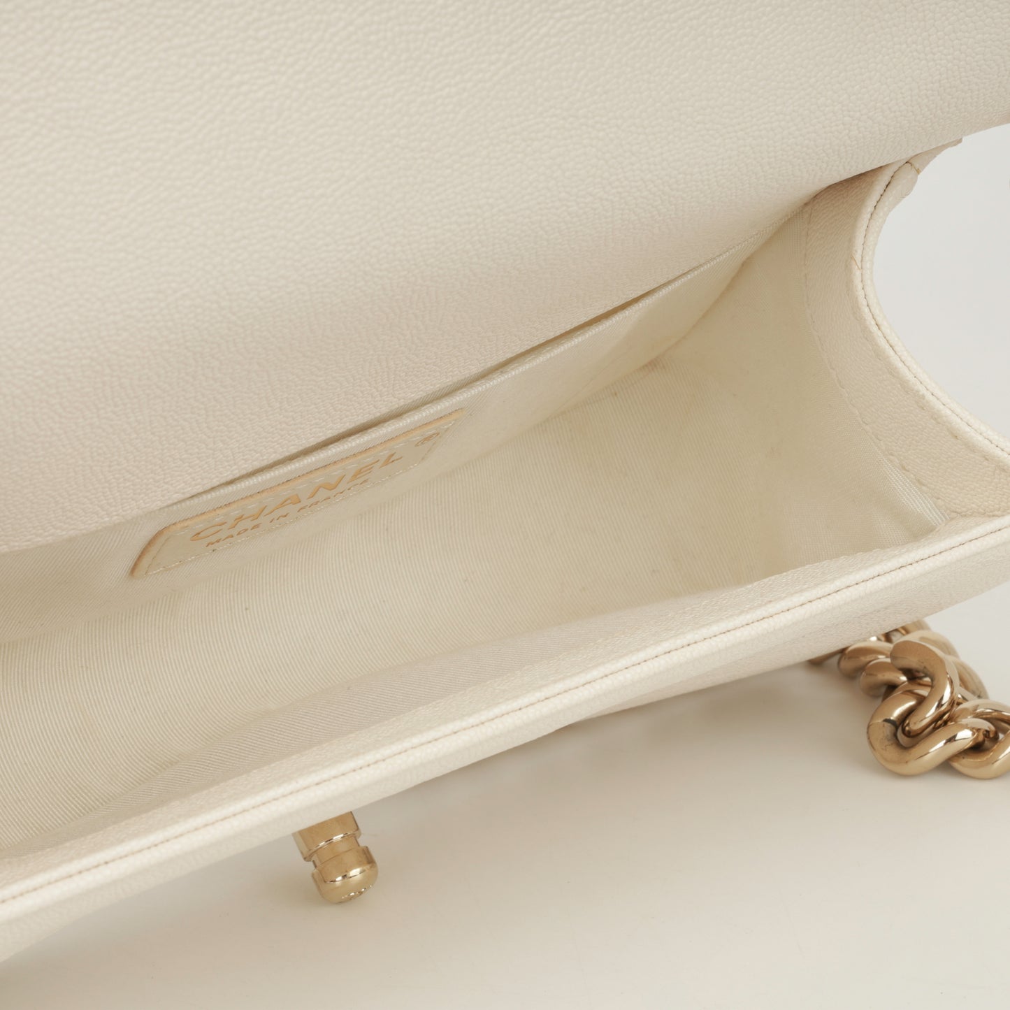 Chanel Small Boy Bag - Ivory Caviar | Champagne Gold Hardware