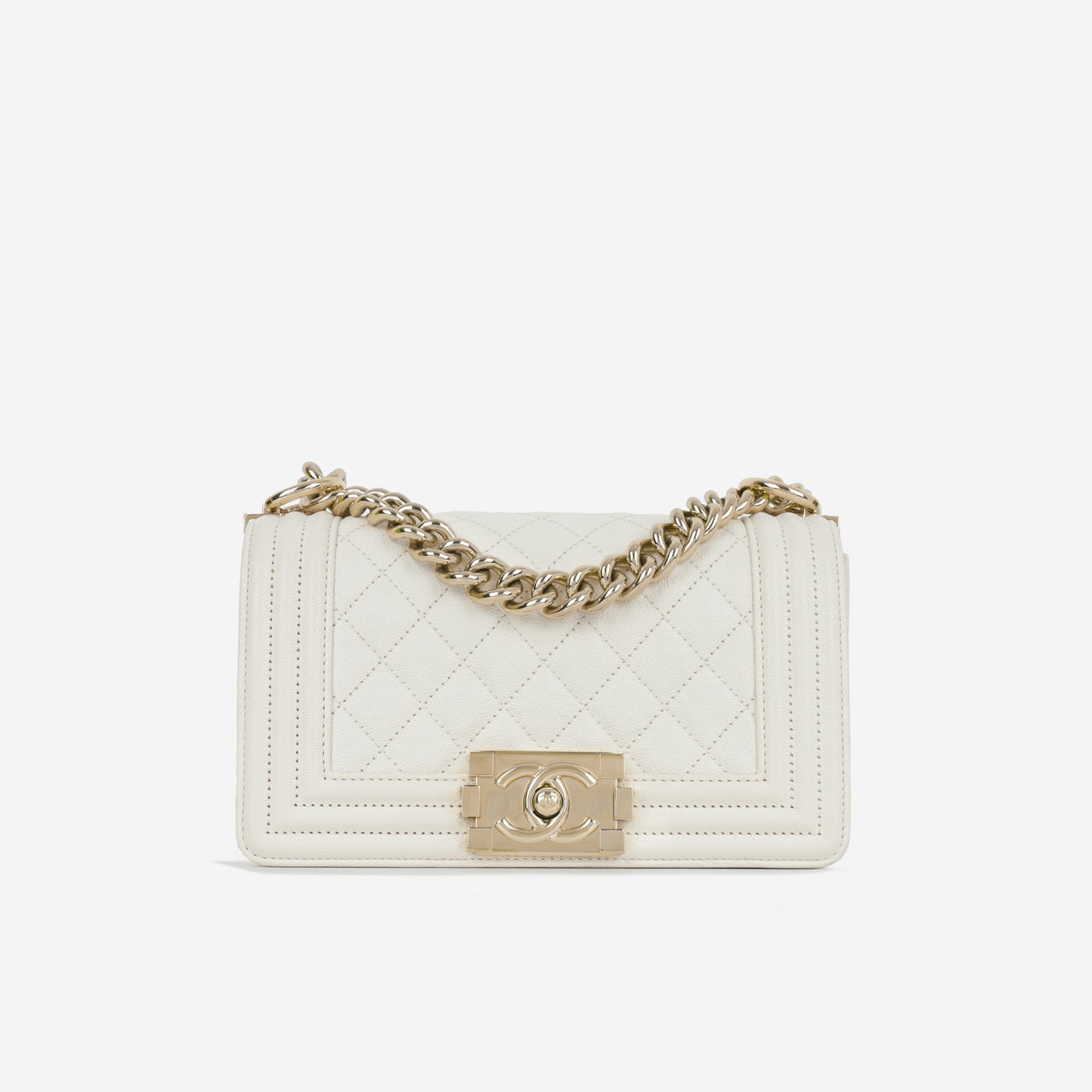Chanel Small Boy Bag - Ivory Caviar | Champagne Gold Hardware