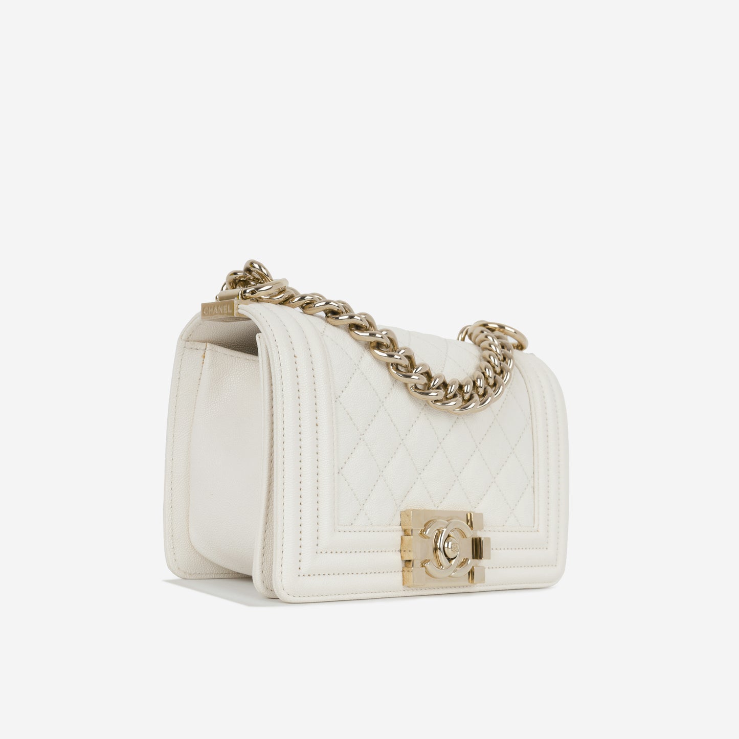 Chanel Small Boy Bag - Ivory Caviar | Champagne Gold Hardware