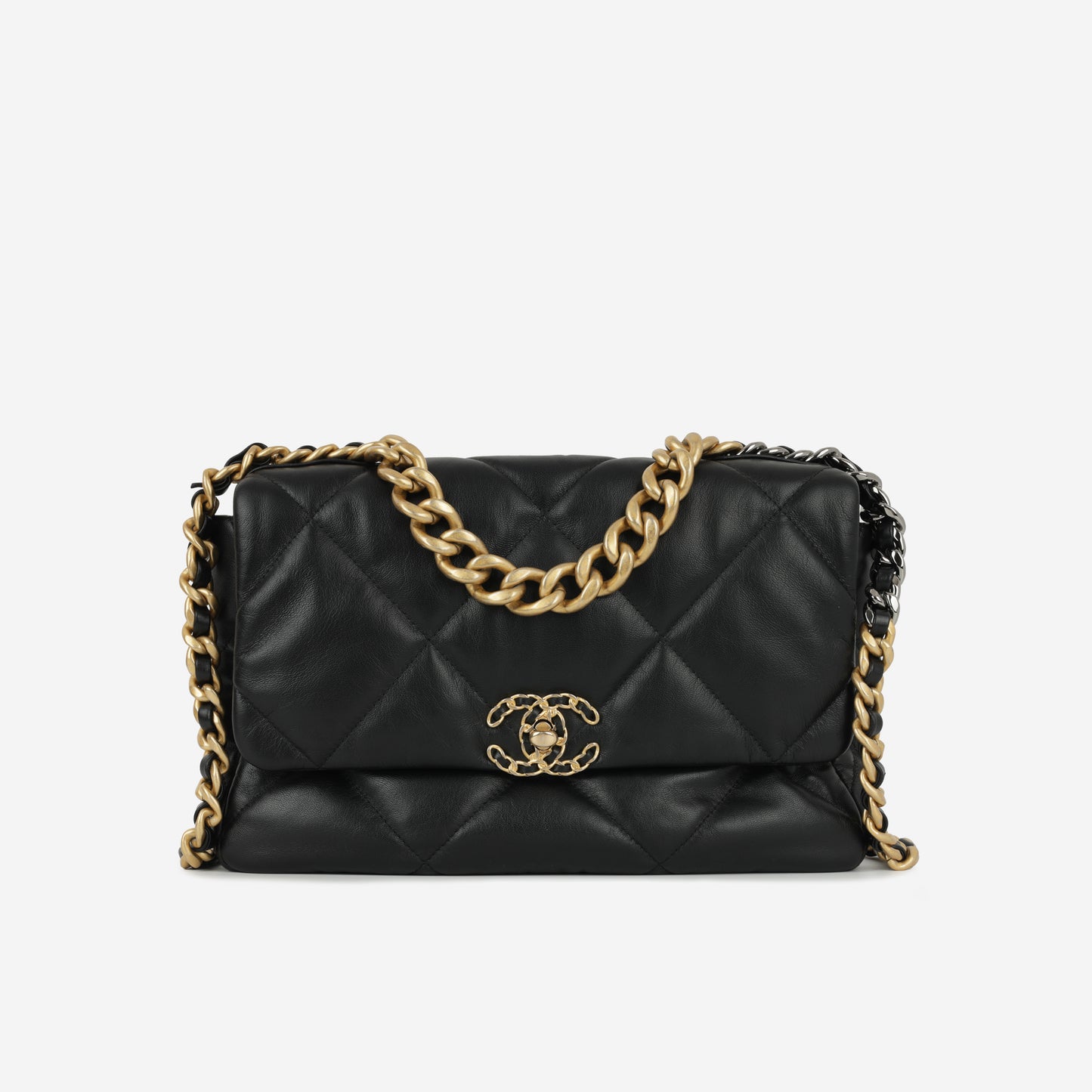 Chanel Large 19 Flap Bag - Black Lambskin | Gold and Ruthenium-tone hardware
