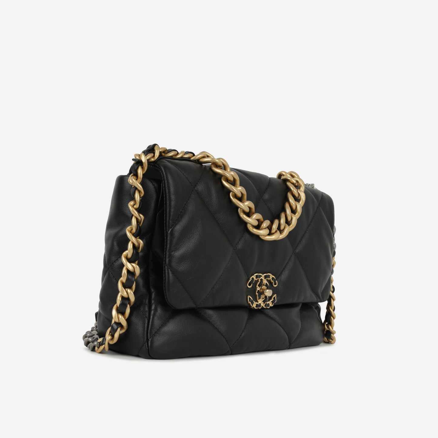 Chanel Large 19 Flap Bag - Black Lambskin | Gold and Ruthenium-tone hardware