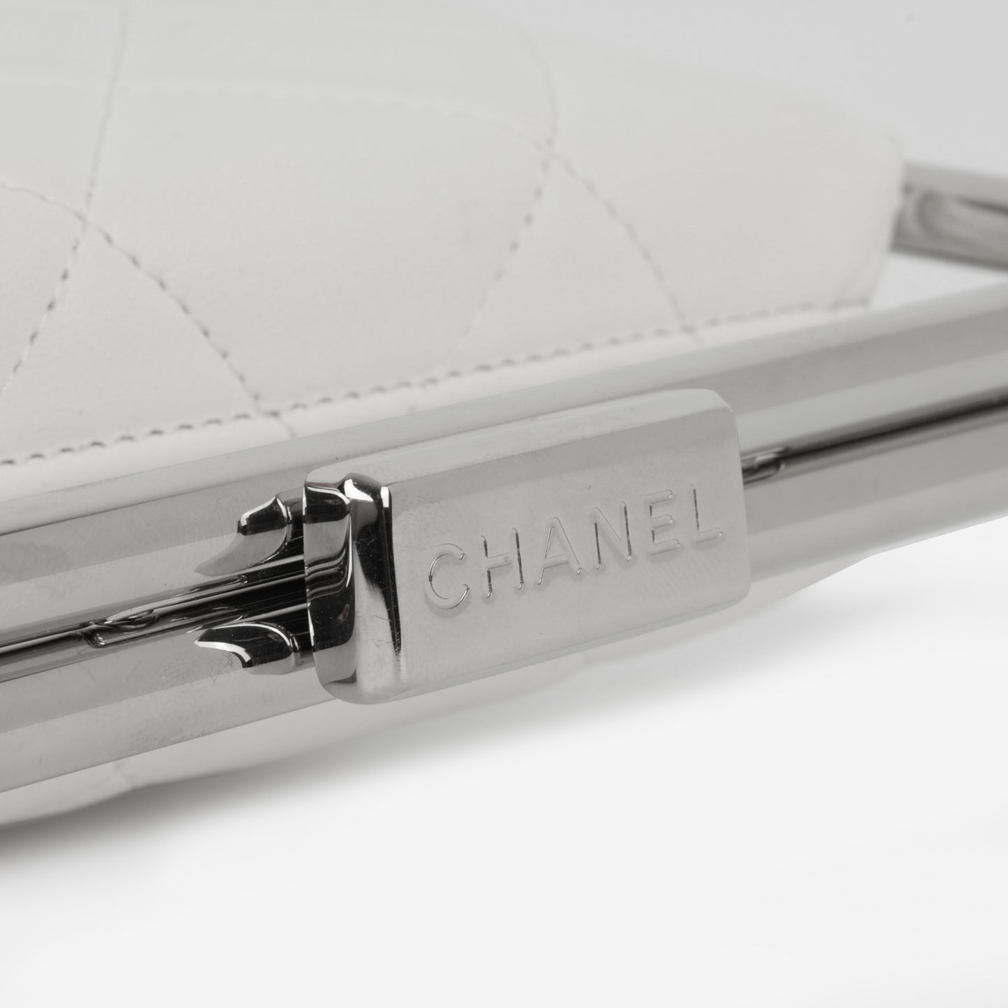 Chanel Convertible Clutch Satchel - White Lambskin | Silver Hardware