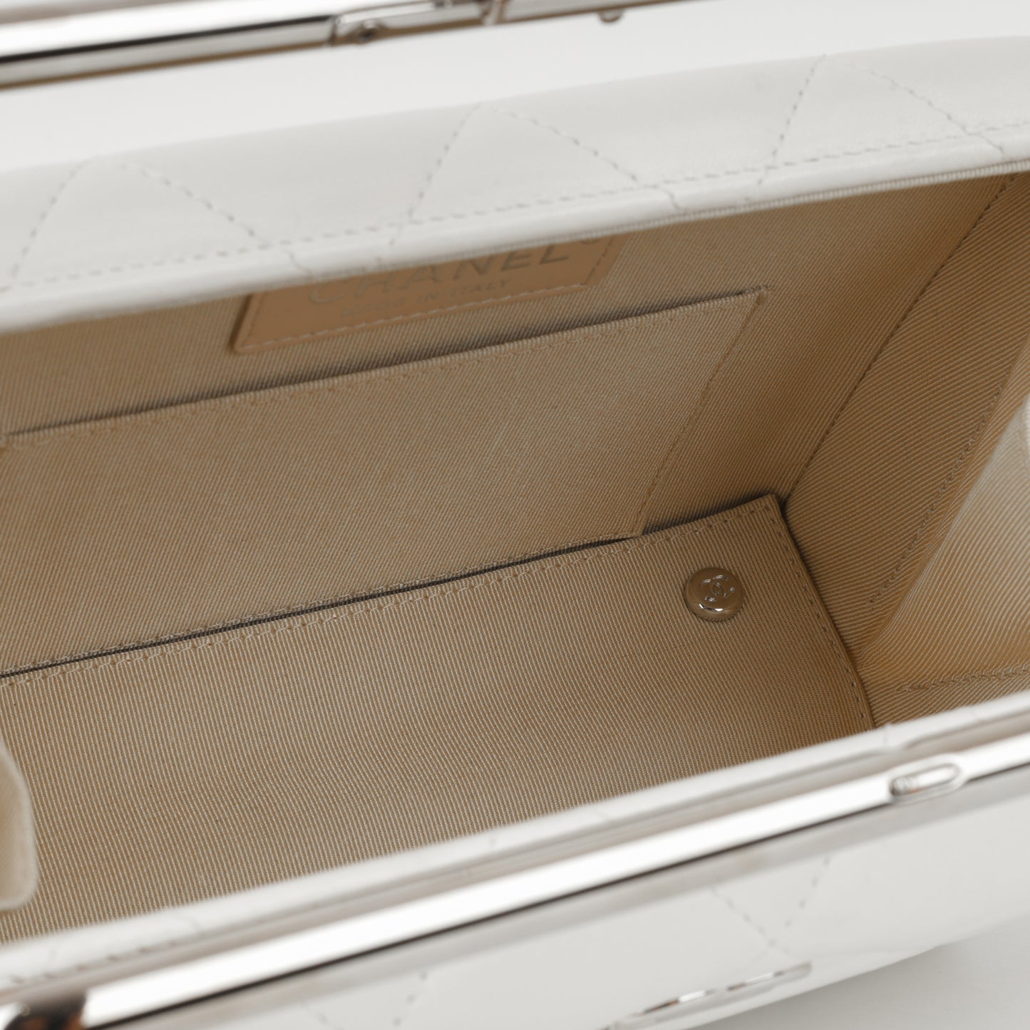 Chanel Convertible Clutch Satchel - White Lambskin | Silver Hardware