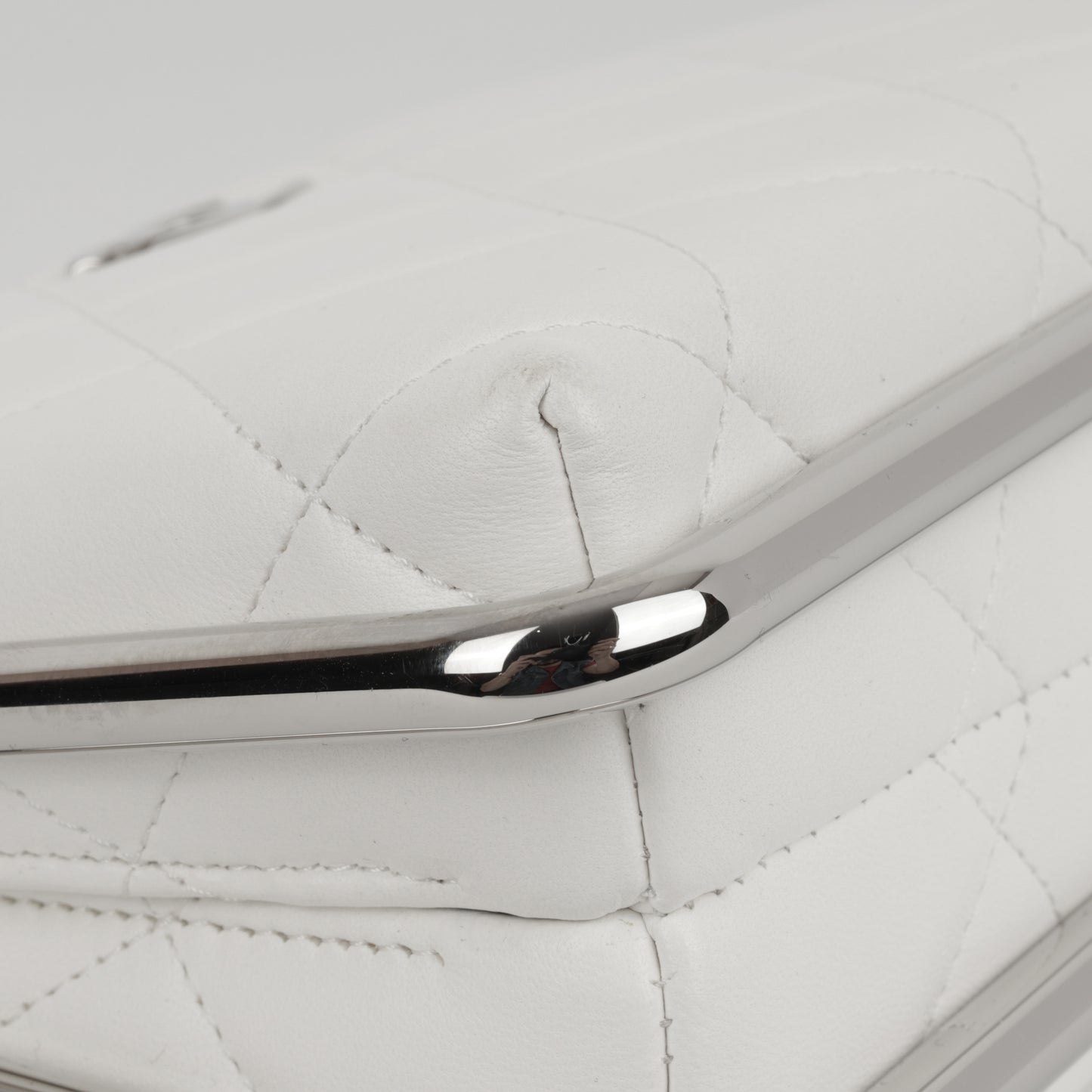 Chanel Convertible Clutch Satchel - White Lambskin | Silver Hardware