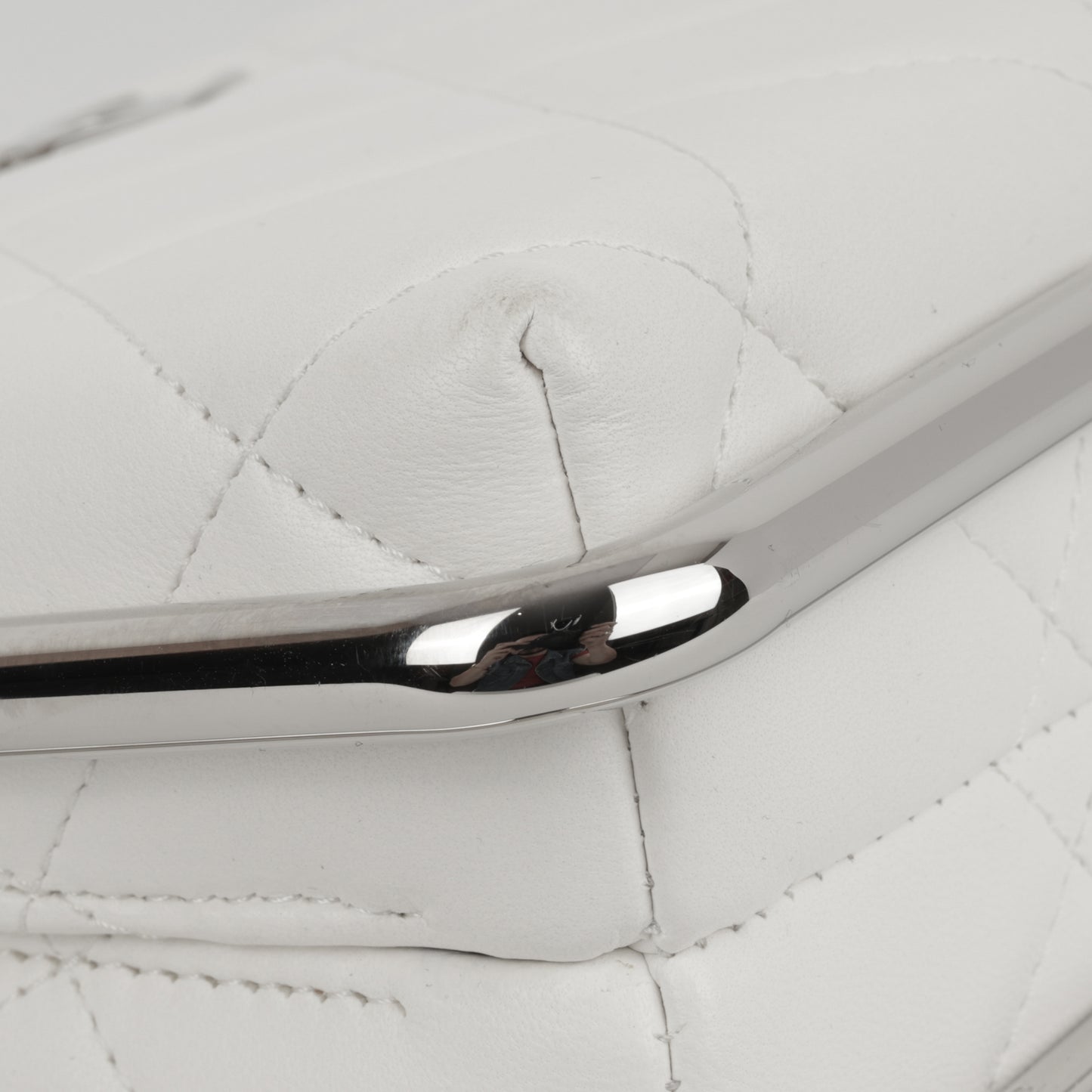 Chanel Convertible Clutch Satchel - White Lambskin | Silver Hardware