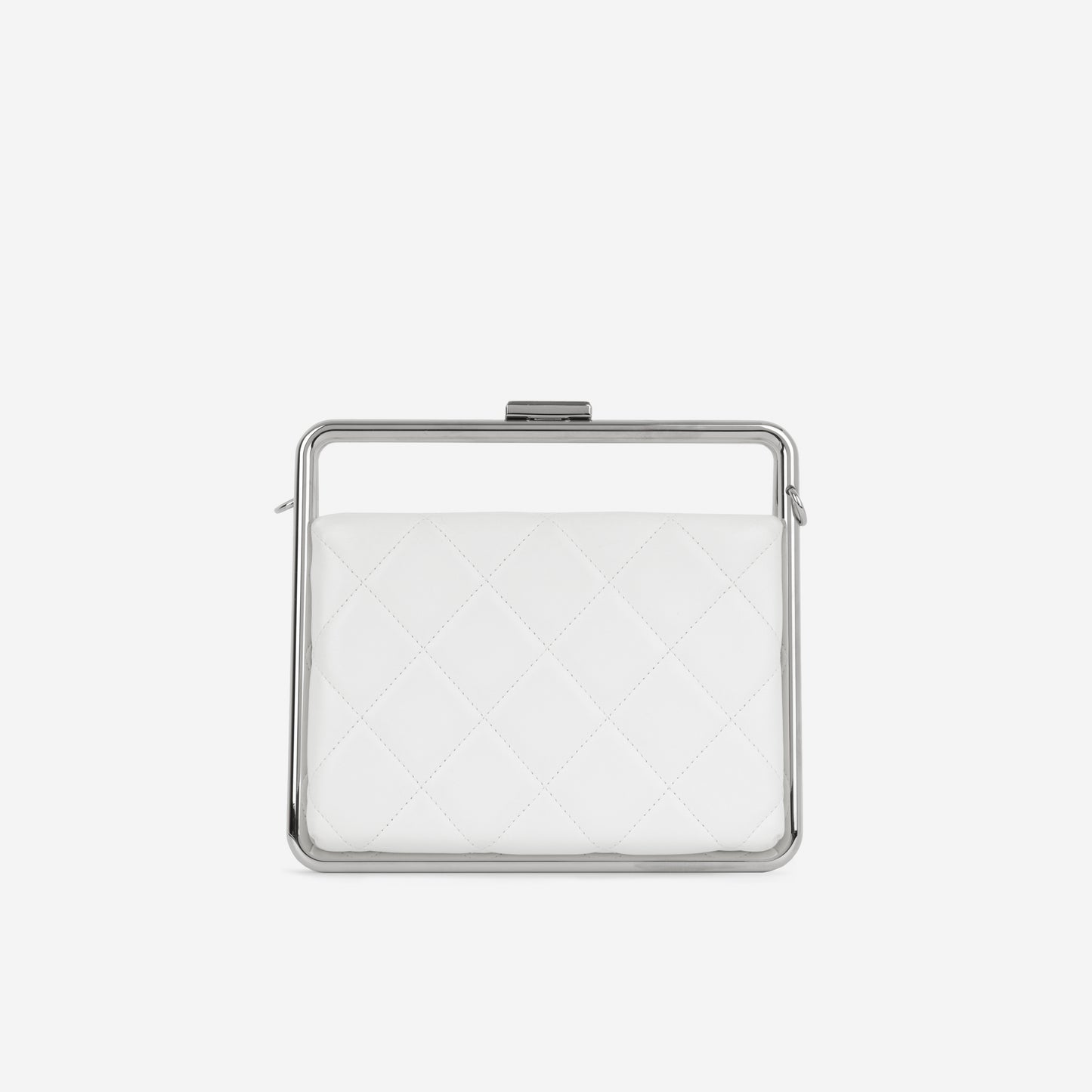 Chanel Convertible Clutch Satchel - White Lambskin | Silver Hardware
