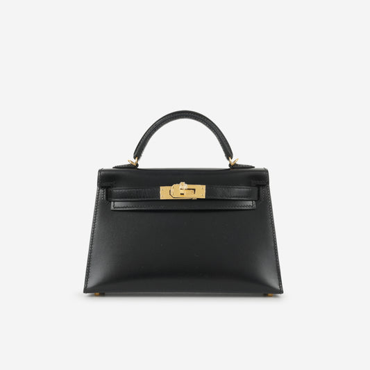 Hermès Mini Kelly - Noir Box Calf | Gold Hardware