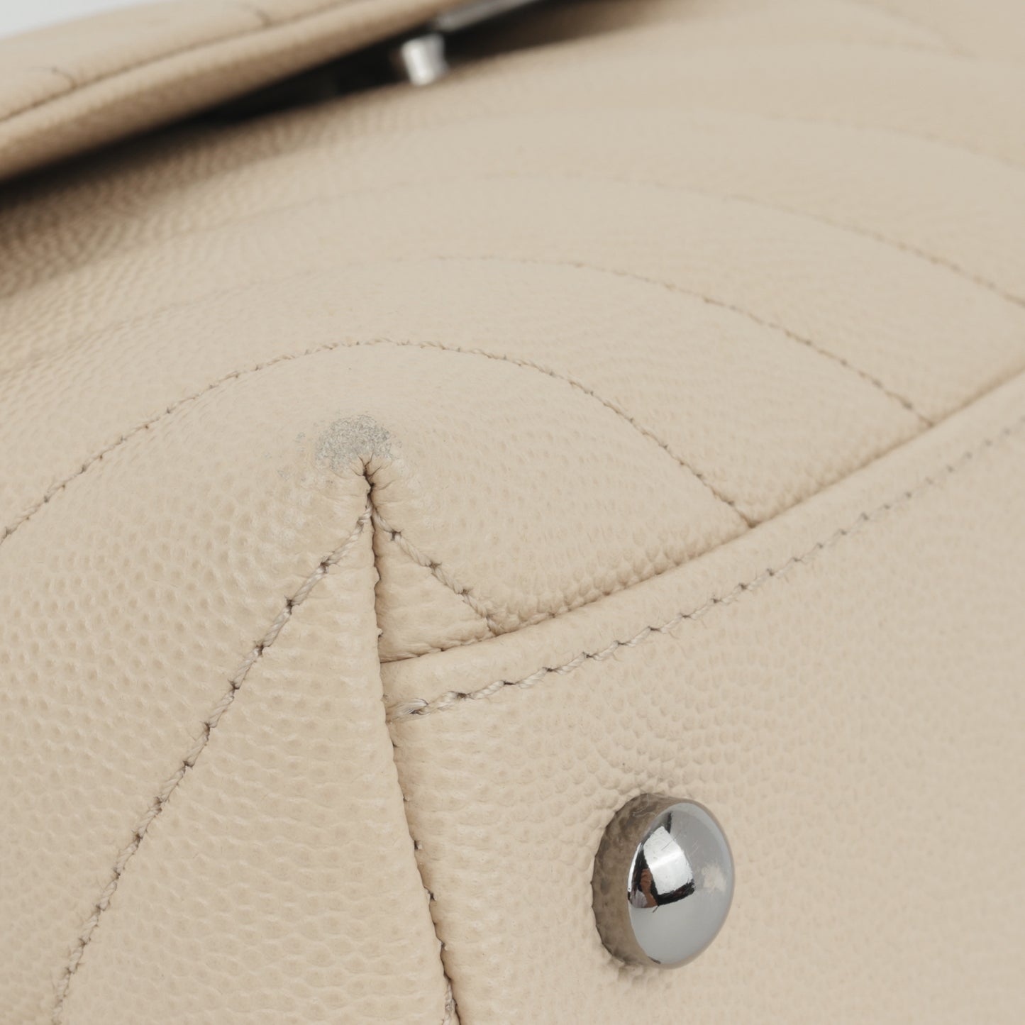 Chanel Small Coco Handle - Beige Chevron Caviar | Ruthenium Hardware