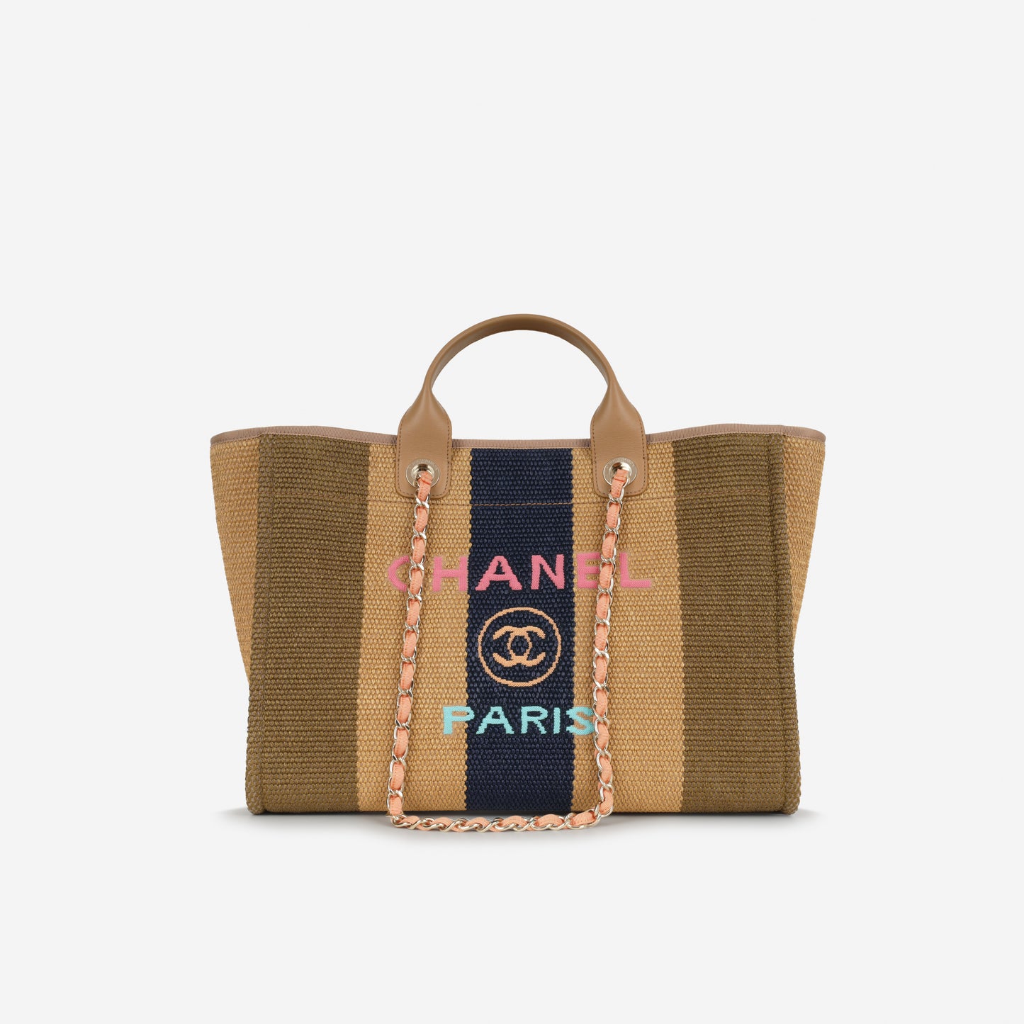 Chanel Large Deauville - Multicolor Raffia | Gold Hardware