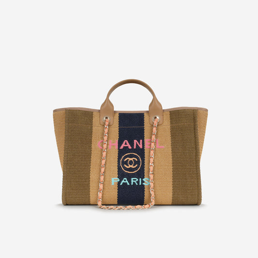 Chanel Large Deauville - Multicolor Raffia | Gold Hardware