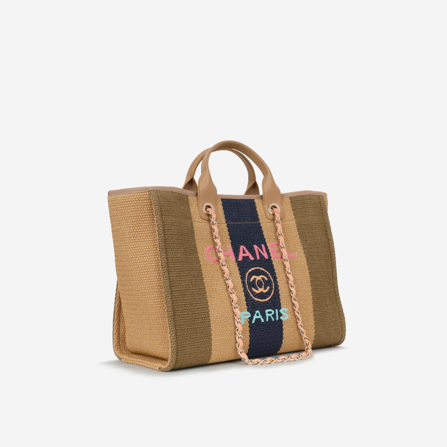 Chanel Large Deauville - Multicolor Raffia | Gold Hardware