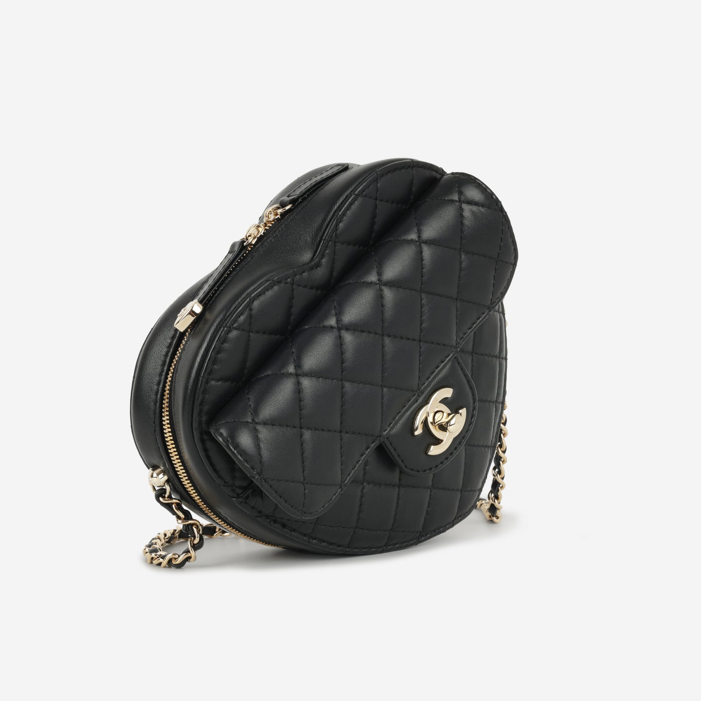 Chanel Large Heart Bag - Black Lambskin | Champagne Gold Hardware