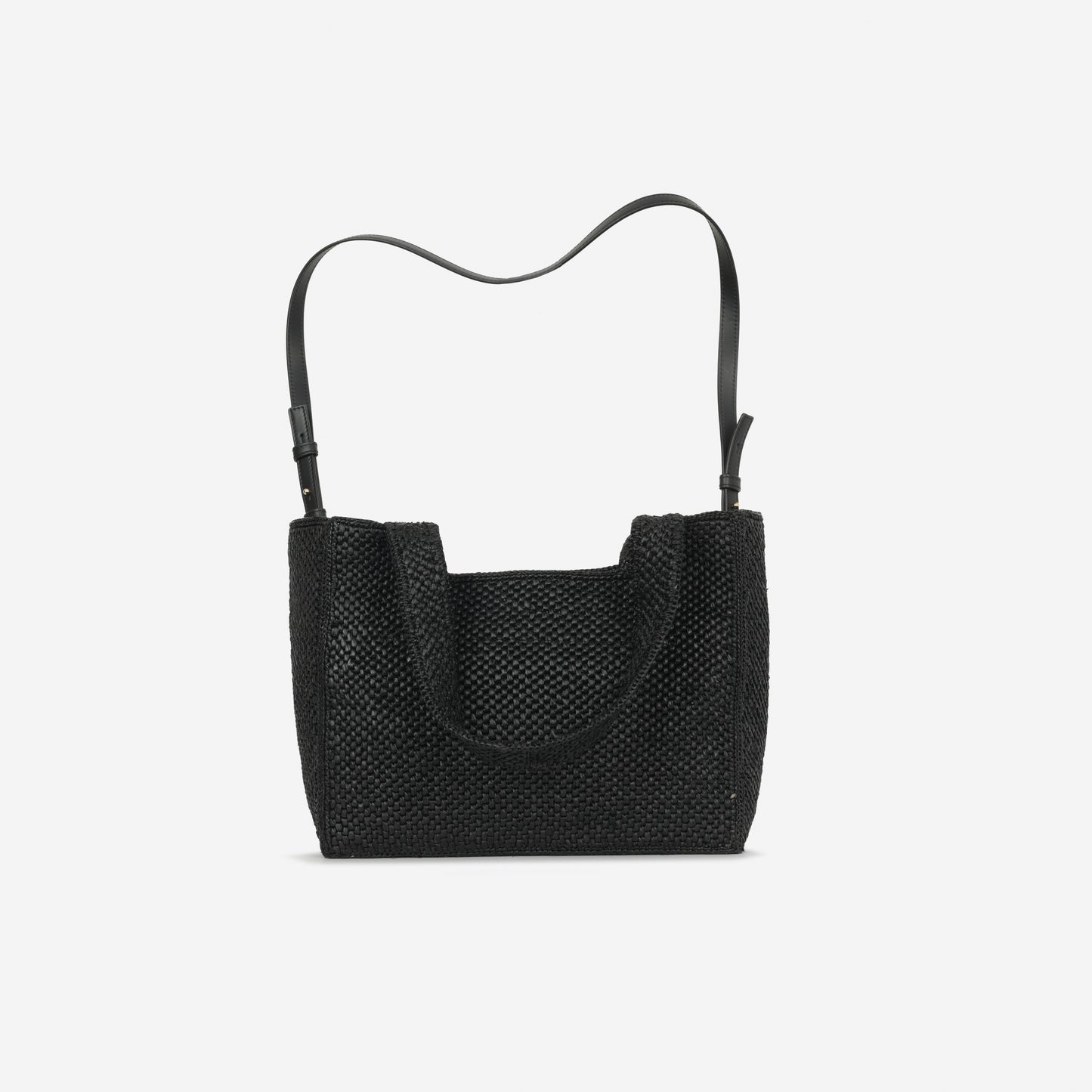 Loewe Medium Font Tote - Black Raffia / White Font