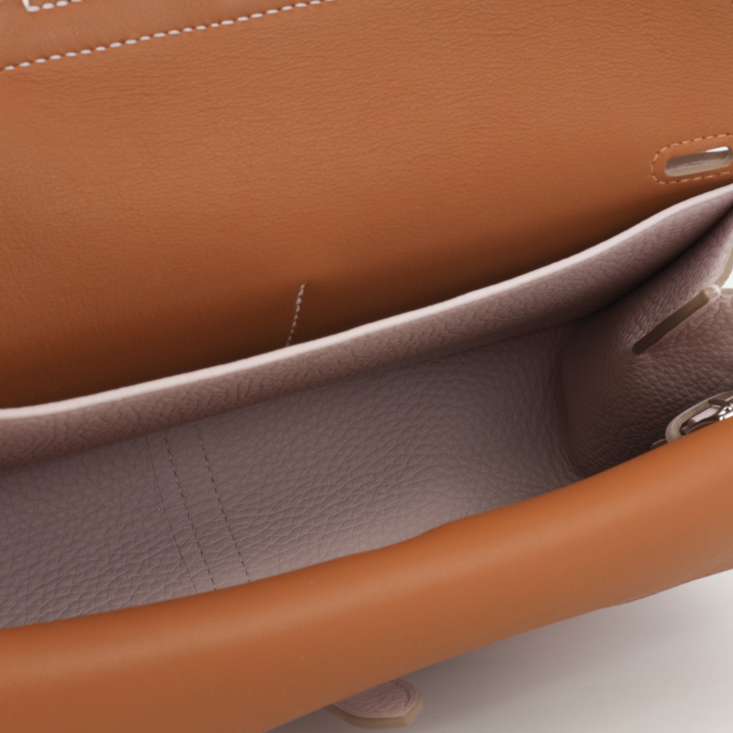 Hermès Halzan 25 Verso - Mauve Pale Clemence / Gold Swift | Palladium Hardware