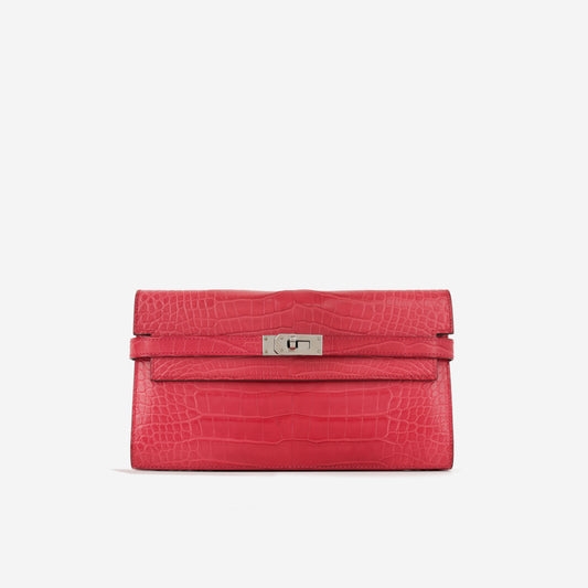 Hermès Kelly Wallet - Rose Extreme Matte Alligator Mississippiensis | Palladium Hardware