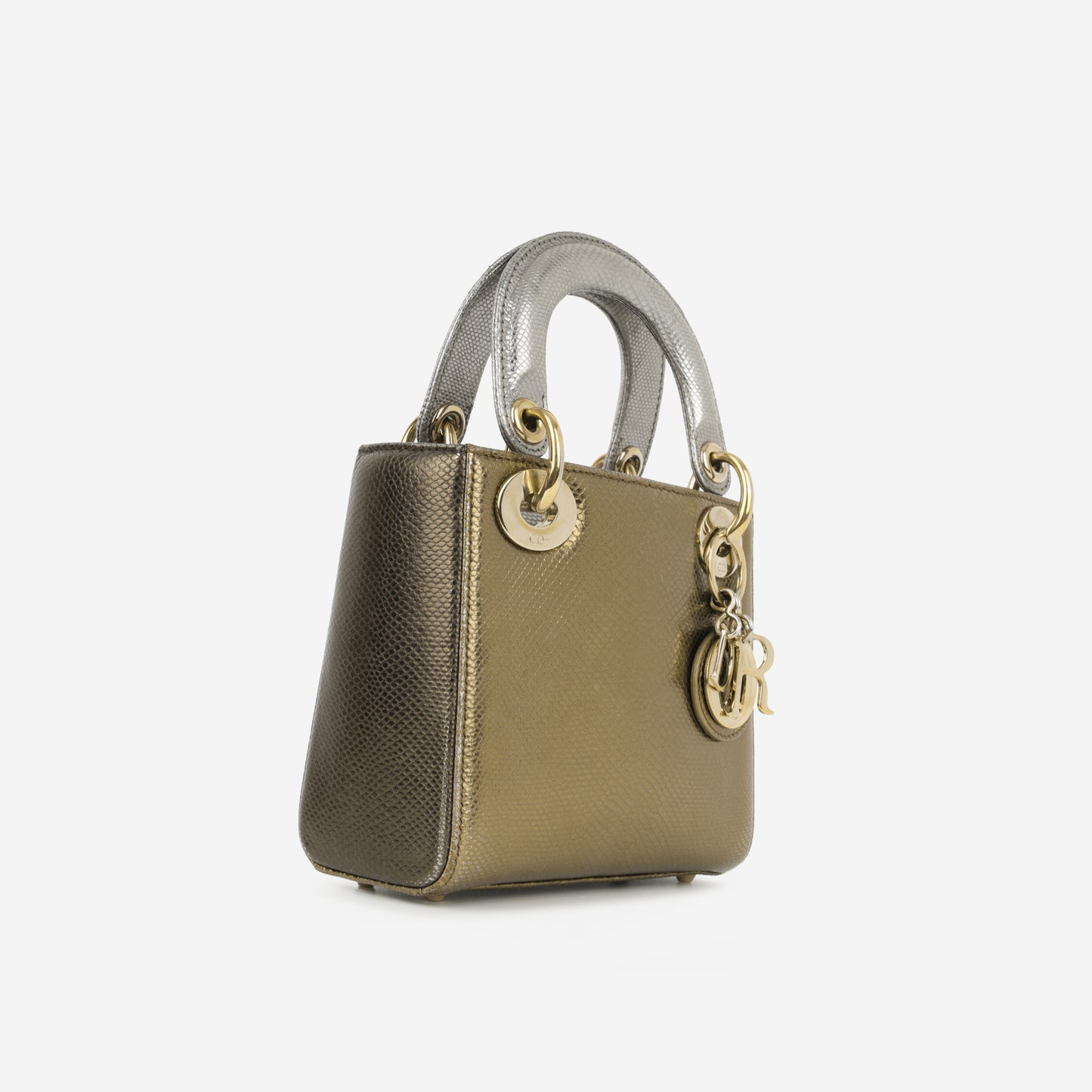 Dior Mini Lady Dior - Silver / Gold Metallic Karung Snake| Champagne Gold Hardware