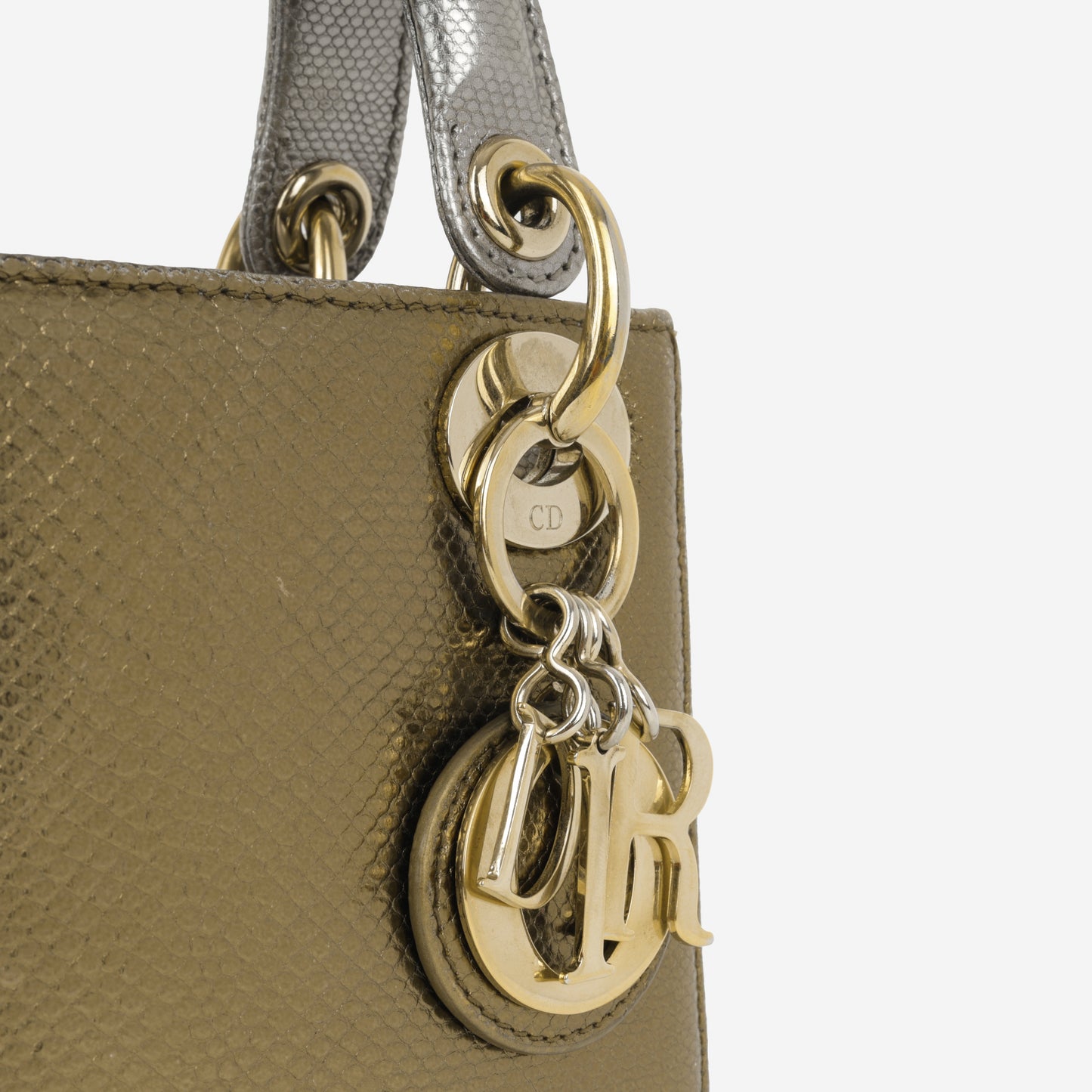 Dior Mini Lady Dior - Silver / Gold Metallic Karung Snake| Champagne Gold Hardware
