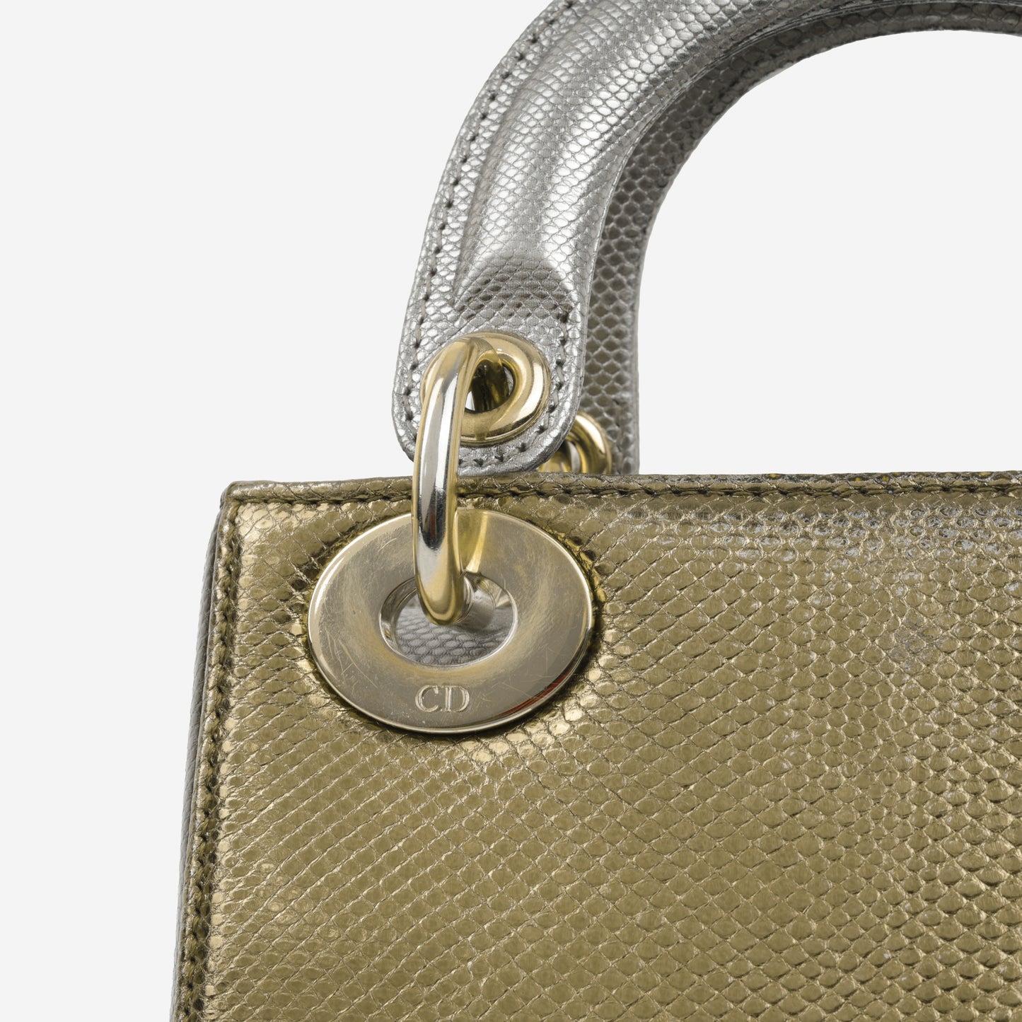 Dior Mini Lady Dior - Silver / Gold Metallic Karung Snake| Champagne Gold Hardware